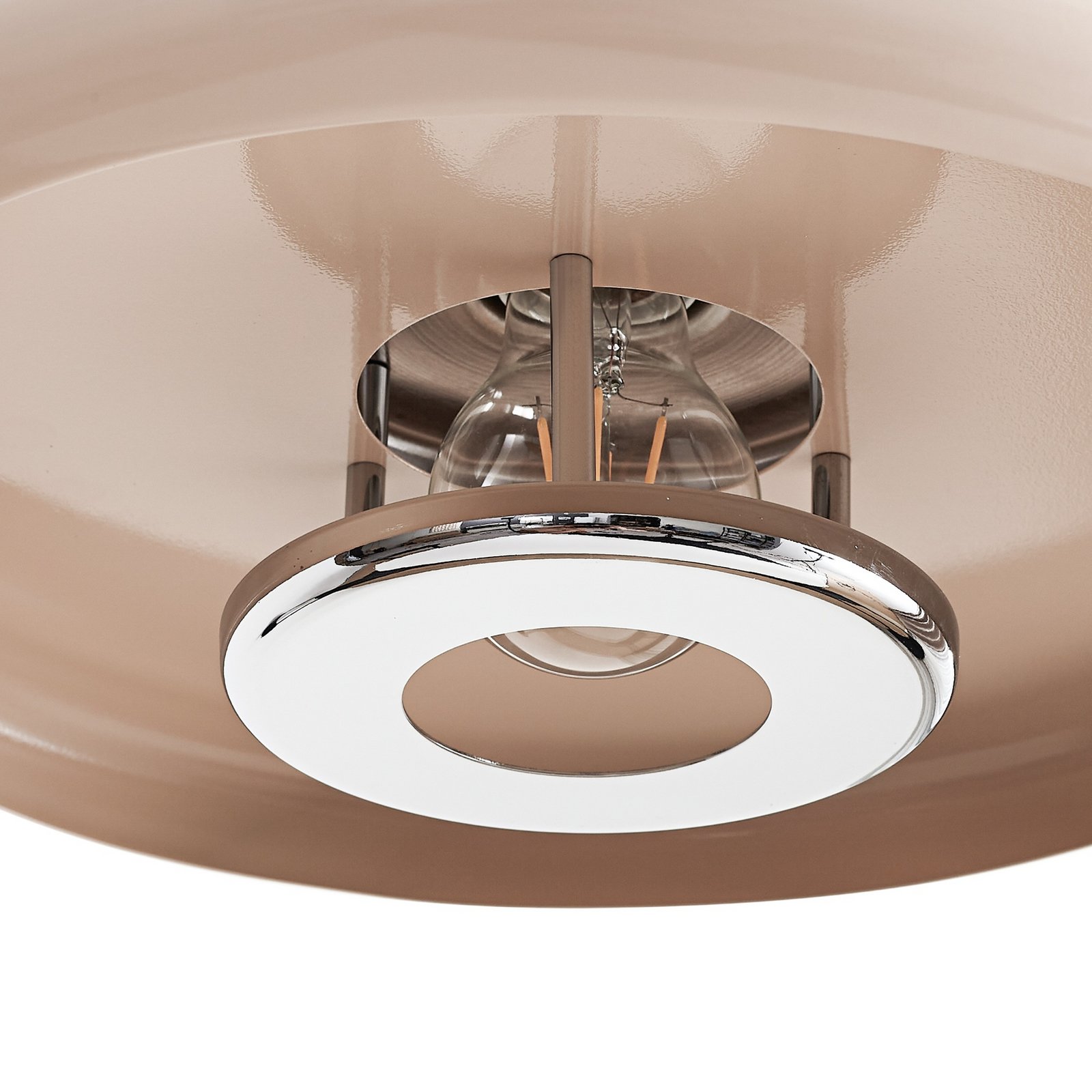 Branford hængelampe, retro, Ø 35 cm, beige, metal - Lindby