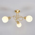 Lindby ceiling lamp Elaina, Ø52cm, 3-bulb, brass, glass, E14