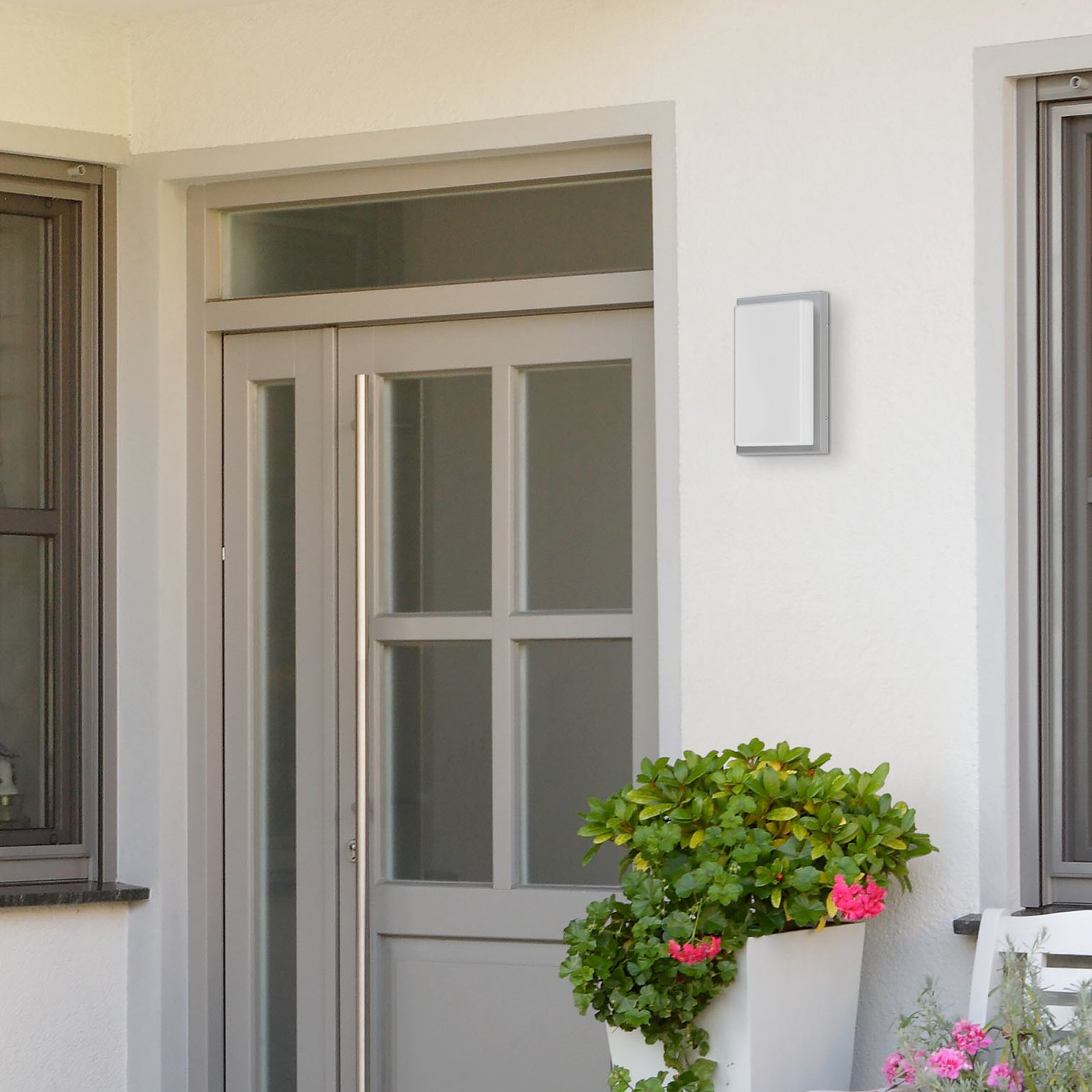 Kinkiet zewnętrzny z czujnikiem 059, stal szlachetna, szkło opalowe, 29 cm,