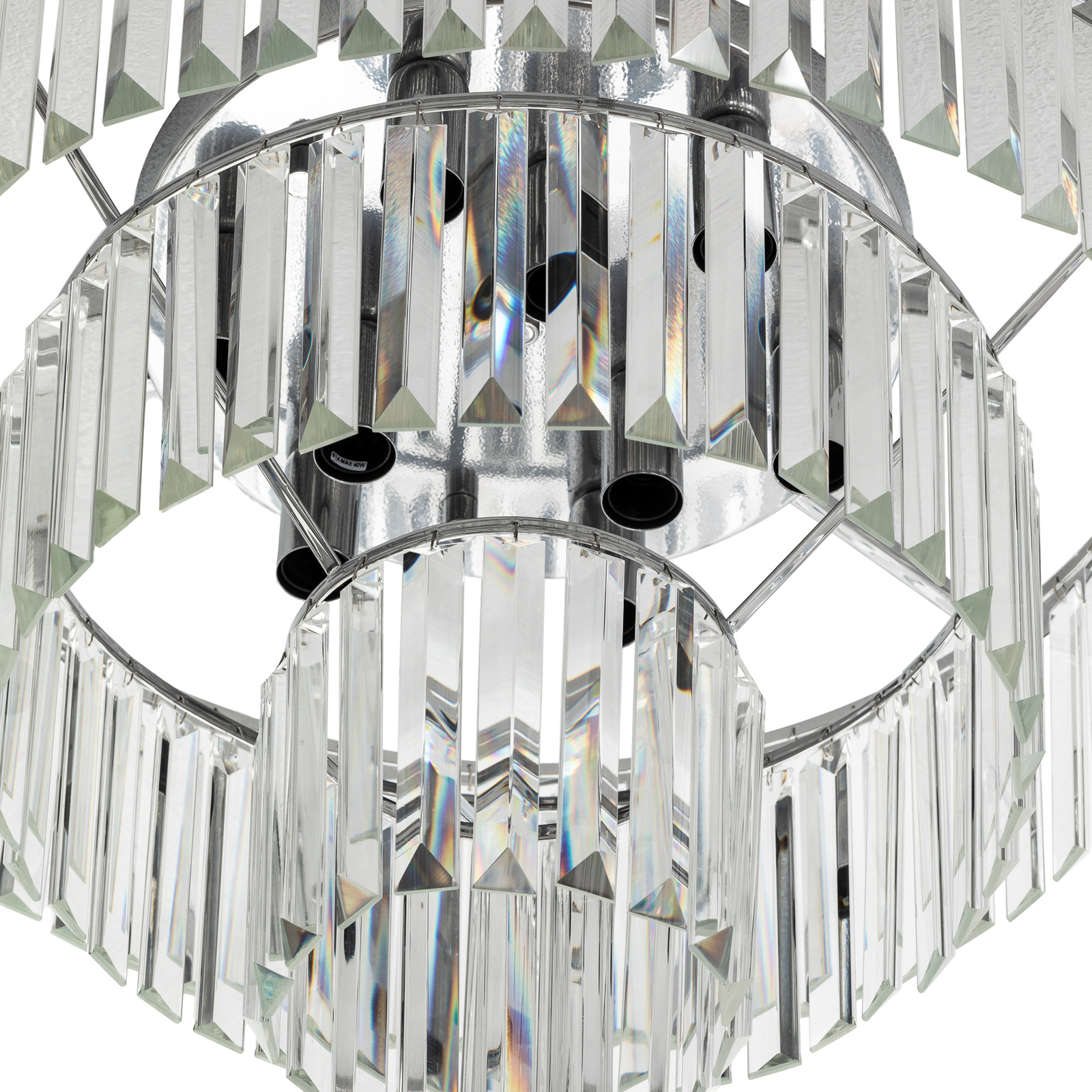Cristal taklampe, gjennomsiktig/sølv, Ø 56 cm