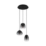 Suspension Aguilares, verre fumé, 3 lampes Rondell