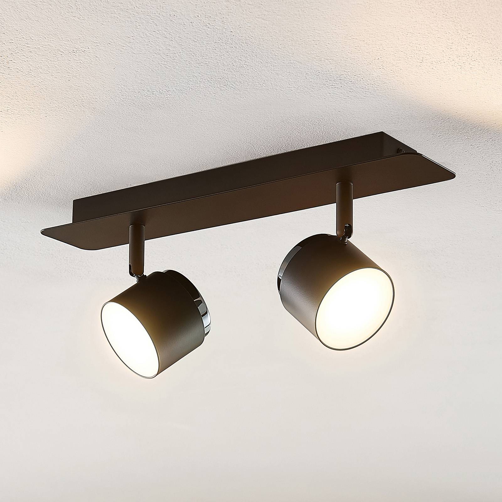 Lindby Marrie LED-spot, svart, 2 lampor, board