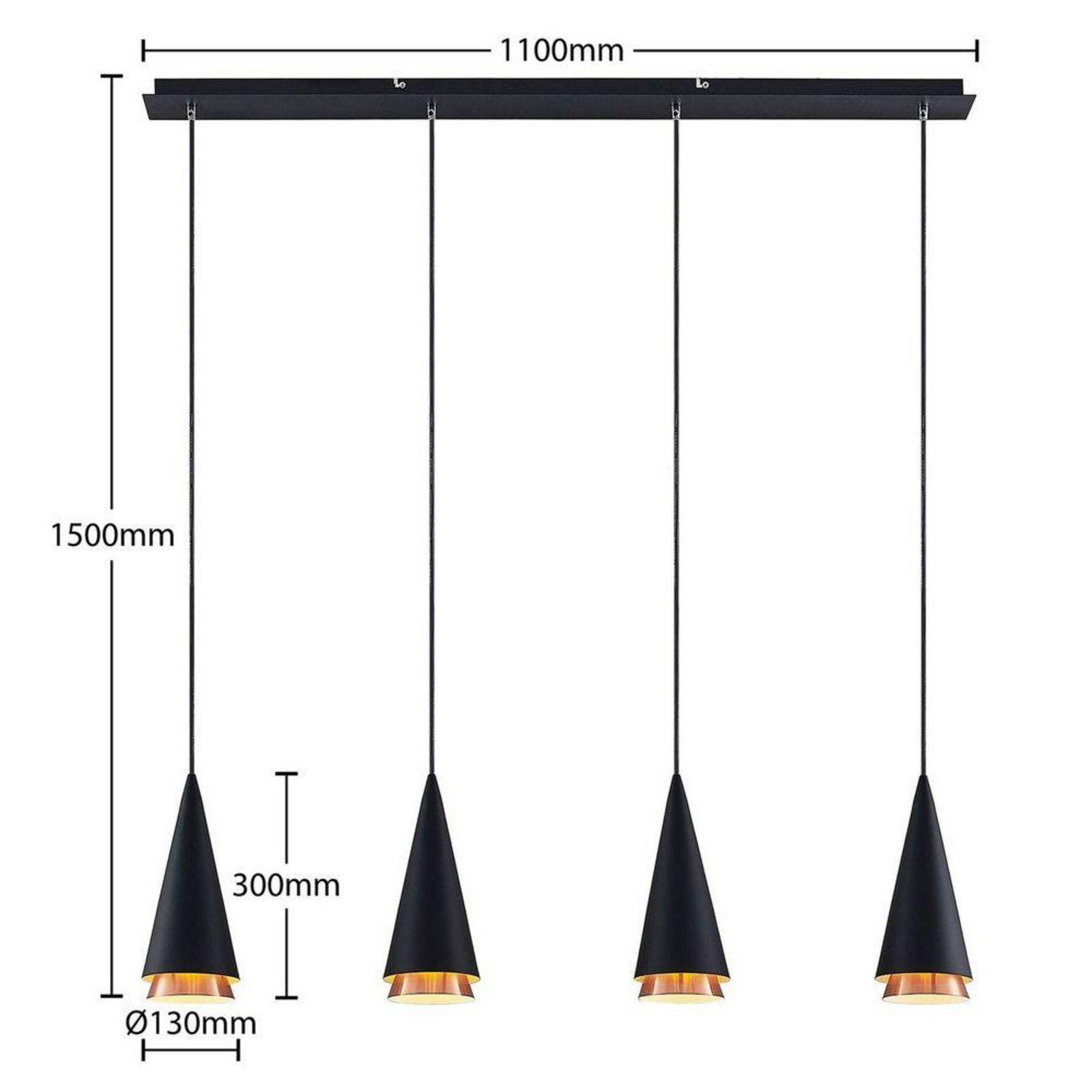 Naoh 4 Pendelleuchte Black - Lucande