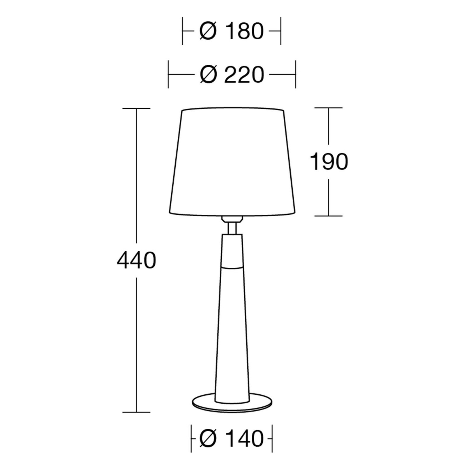 HerzBlut Conico asztali lámpa fehér, dió, 44 cm