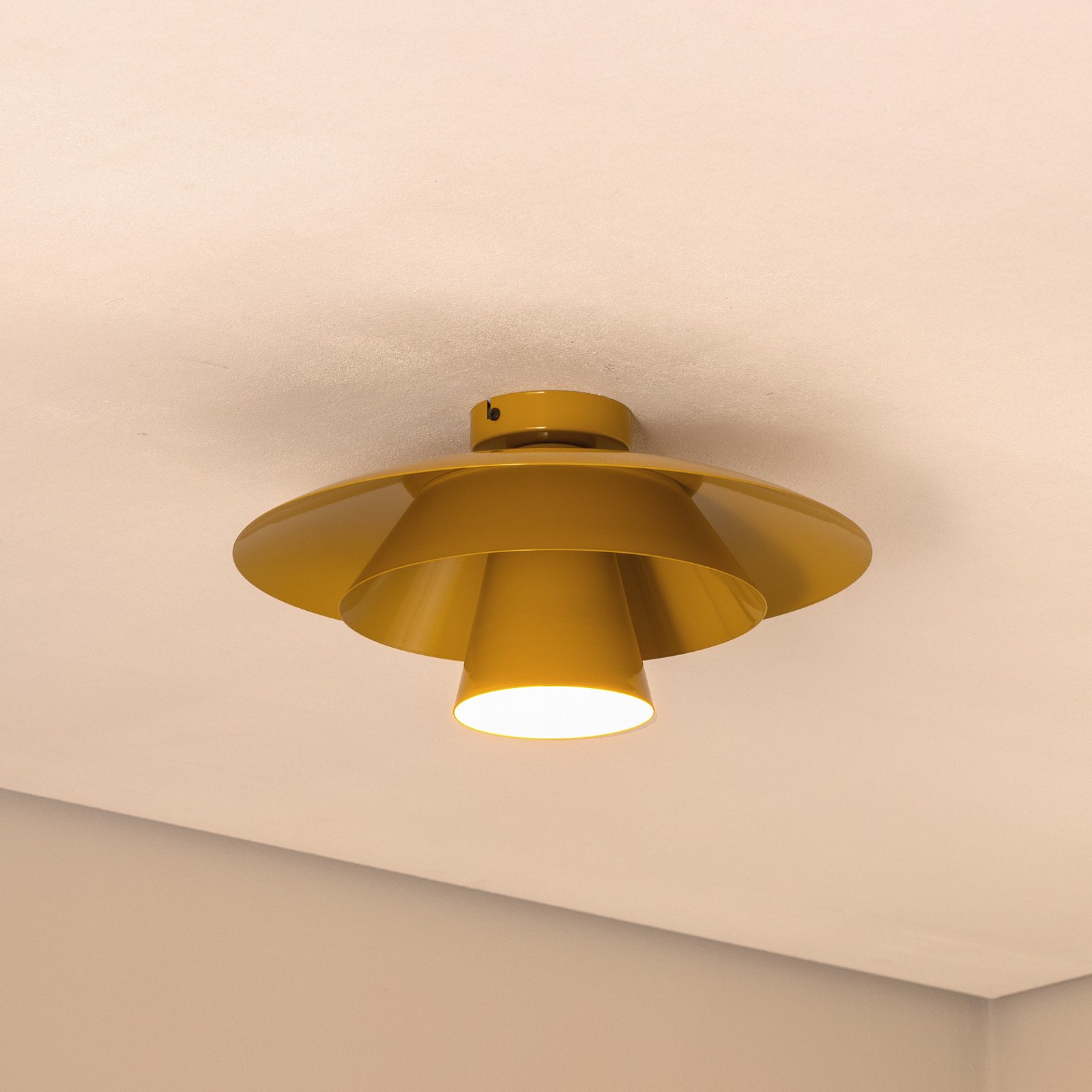 Luminex Plafonieră Plato galben muștar metal Ø 38 cm E27 - Camera de zi / sufragerie - Modern