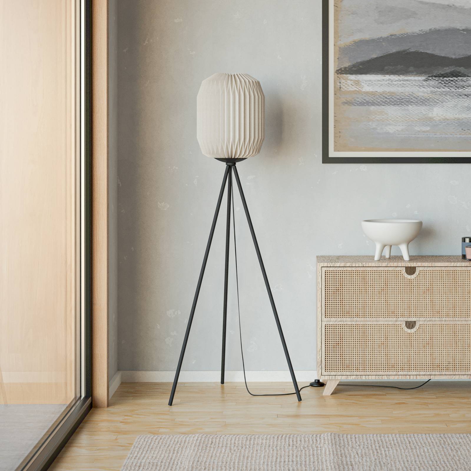 Stehlampe Belgrave, Höhe 141,5 cm, schwarz/weiß, Metall günstig online kaufen