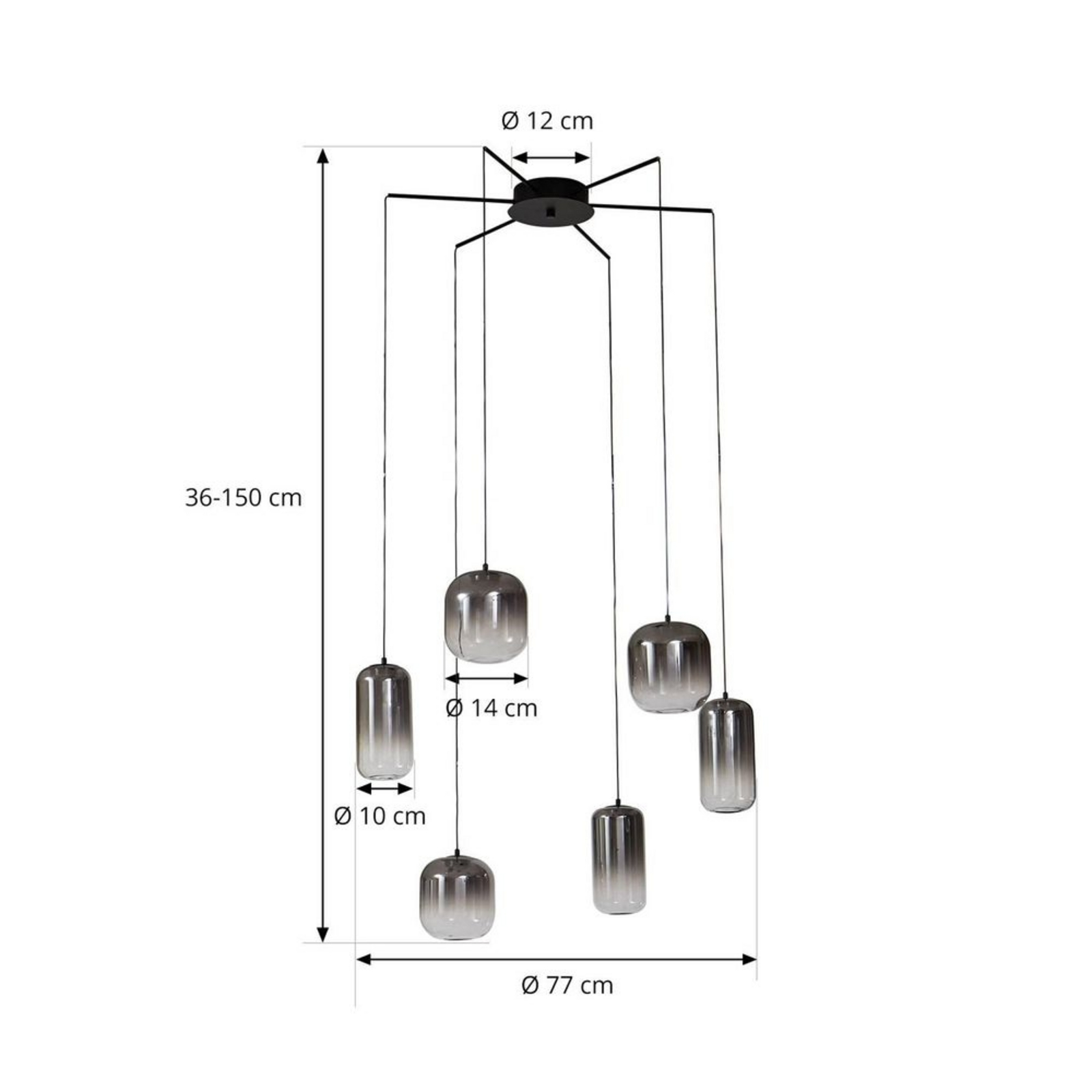 Avelina 6 LED Závěsné Svítidlo Kouřová Grey - Lucande