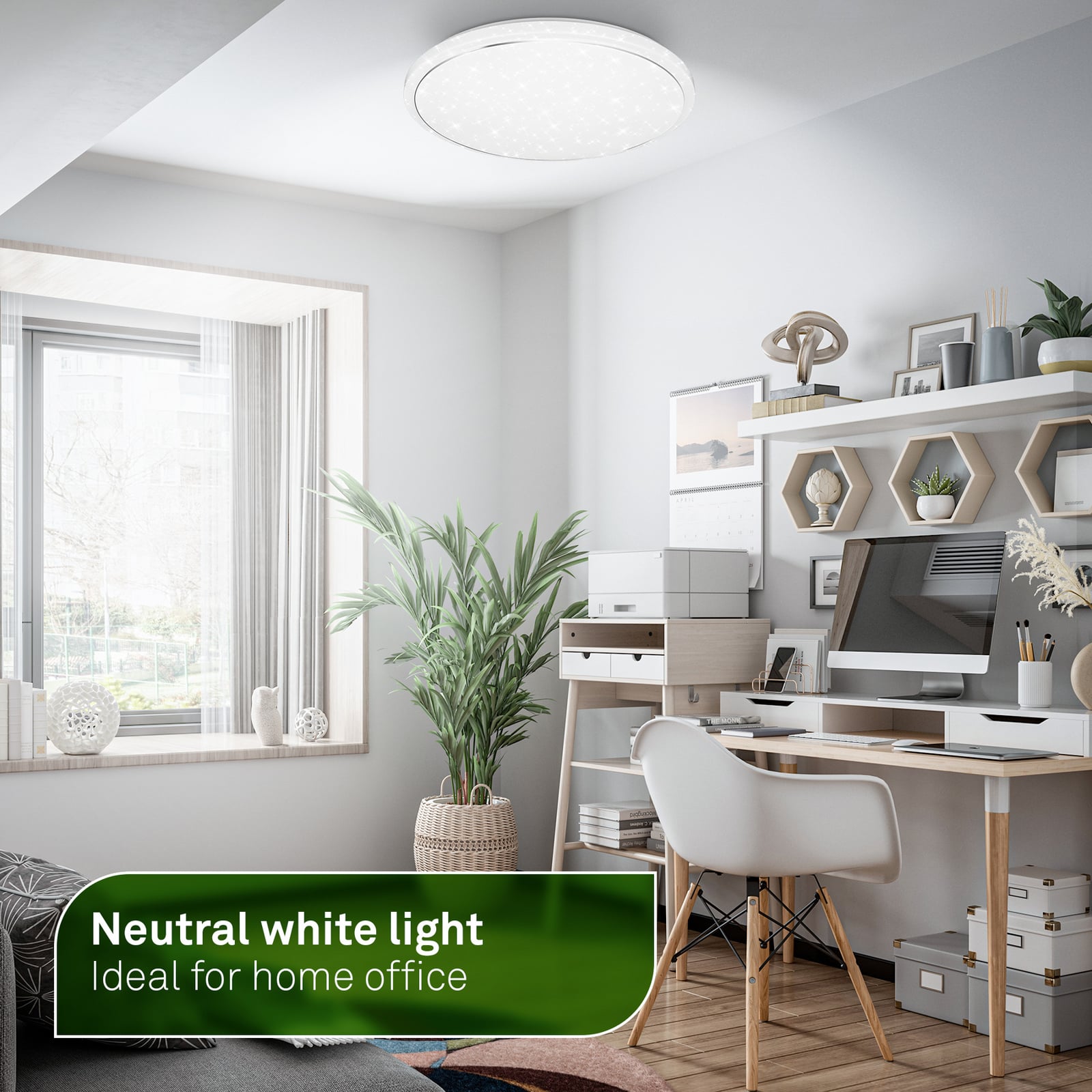 Stropné LED svetlo Star, biele, hviezdicový dekor, CCT, stmievateľné