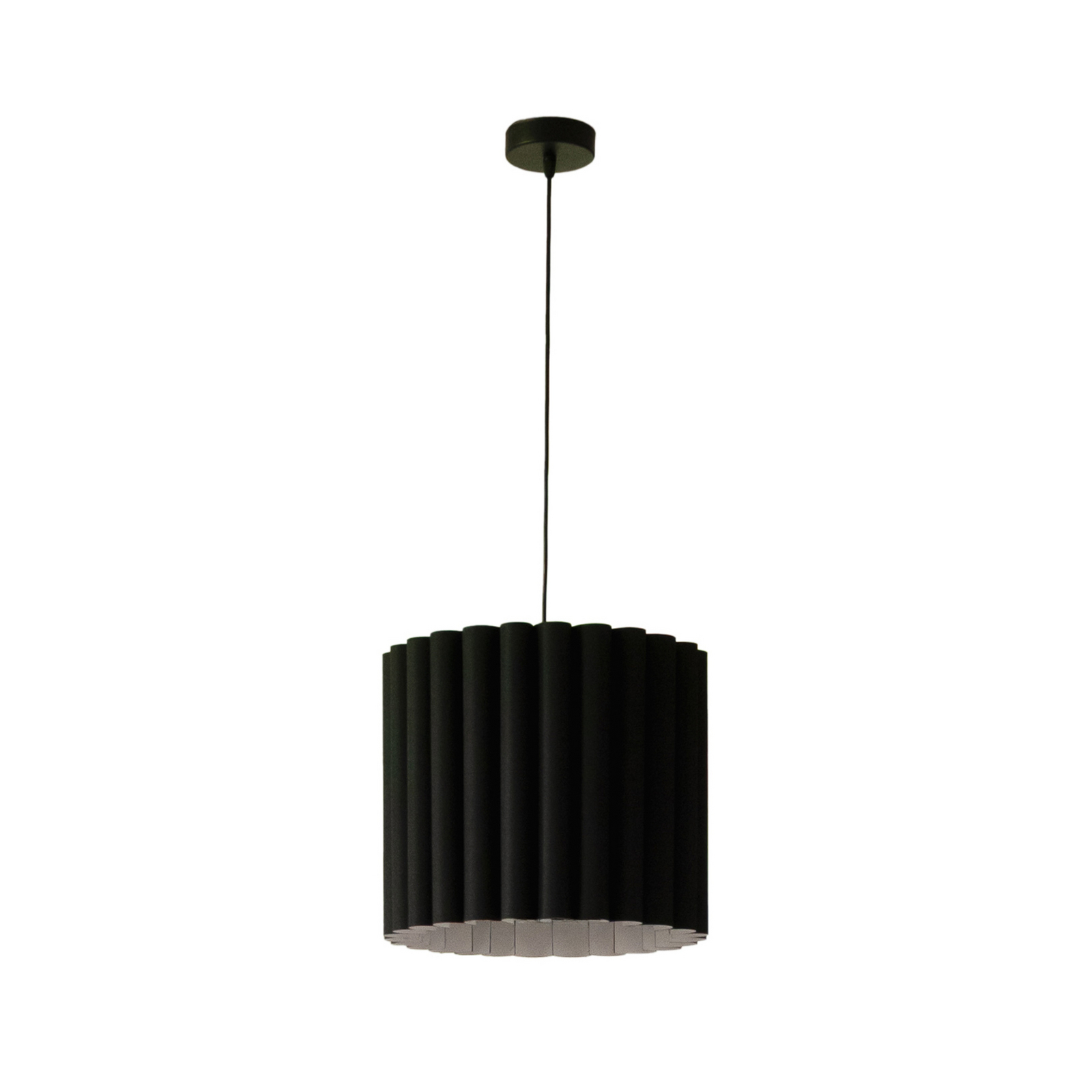 Aria pendant light, black, microfibre, E27