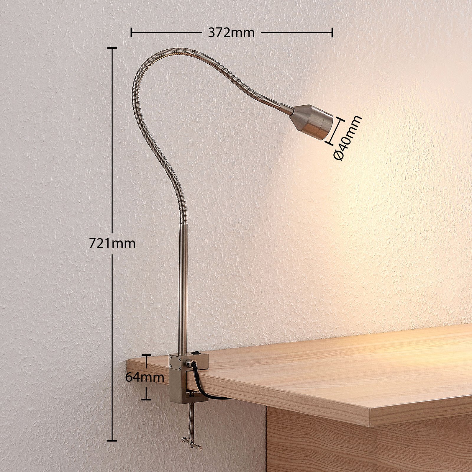 Hanilo LED Klemmleuchte Nickel - Lindby