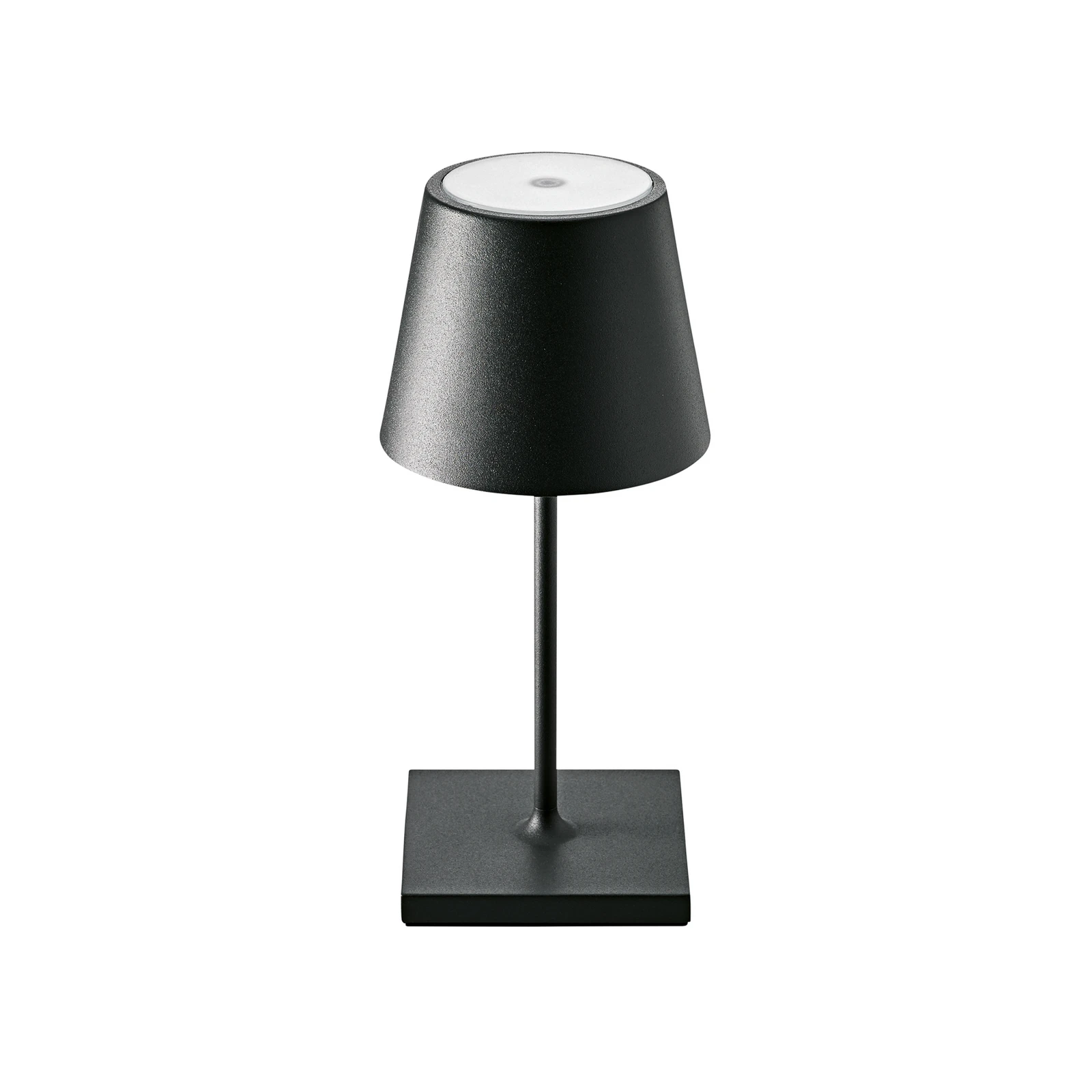 Επαναφορτιζόμενη επιτραπέζια λάμπα LED Nuindie mini, USB-C, μαύρη, IP54, dimm.