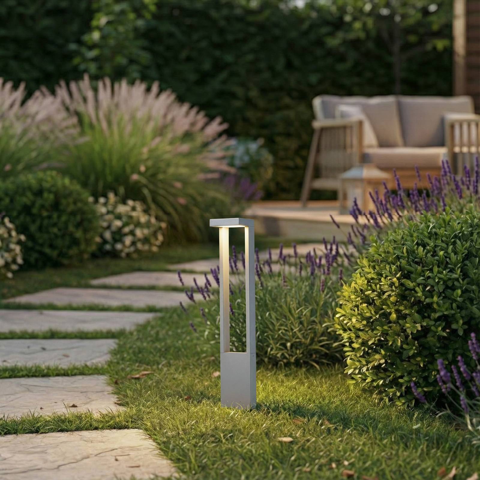 Lindby LED-Wegeleuchte Lonete, grau, Höhe 65 cm, IP65 günstig online kaufen