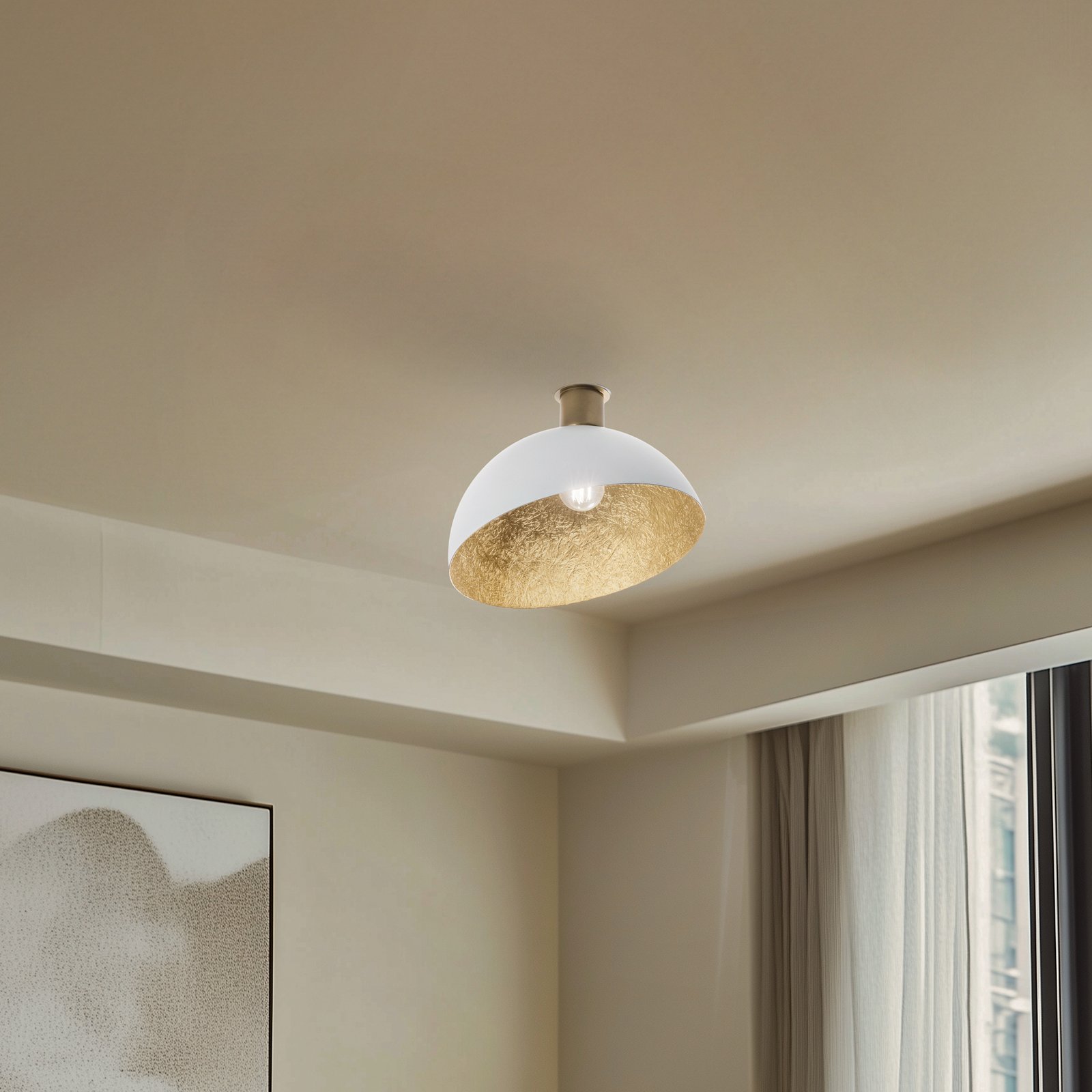 Plafoniera Sfera, Ø 35 cm, bianco/oro