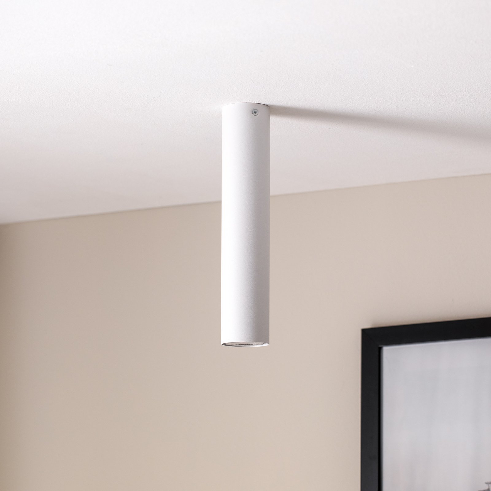 Spot pour plafond Tecno 1M, acier, GU10, hauteur 30 cm, blanc