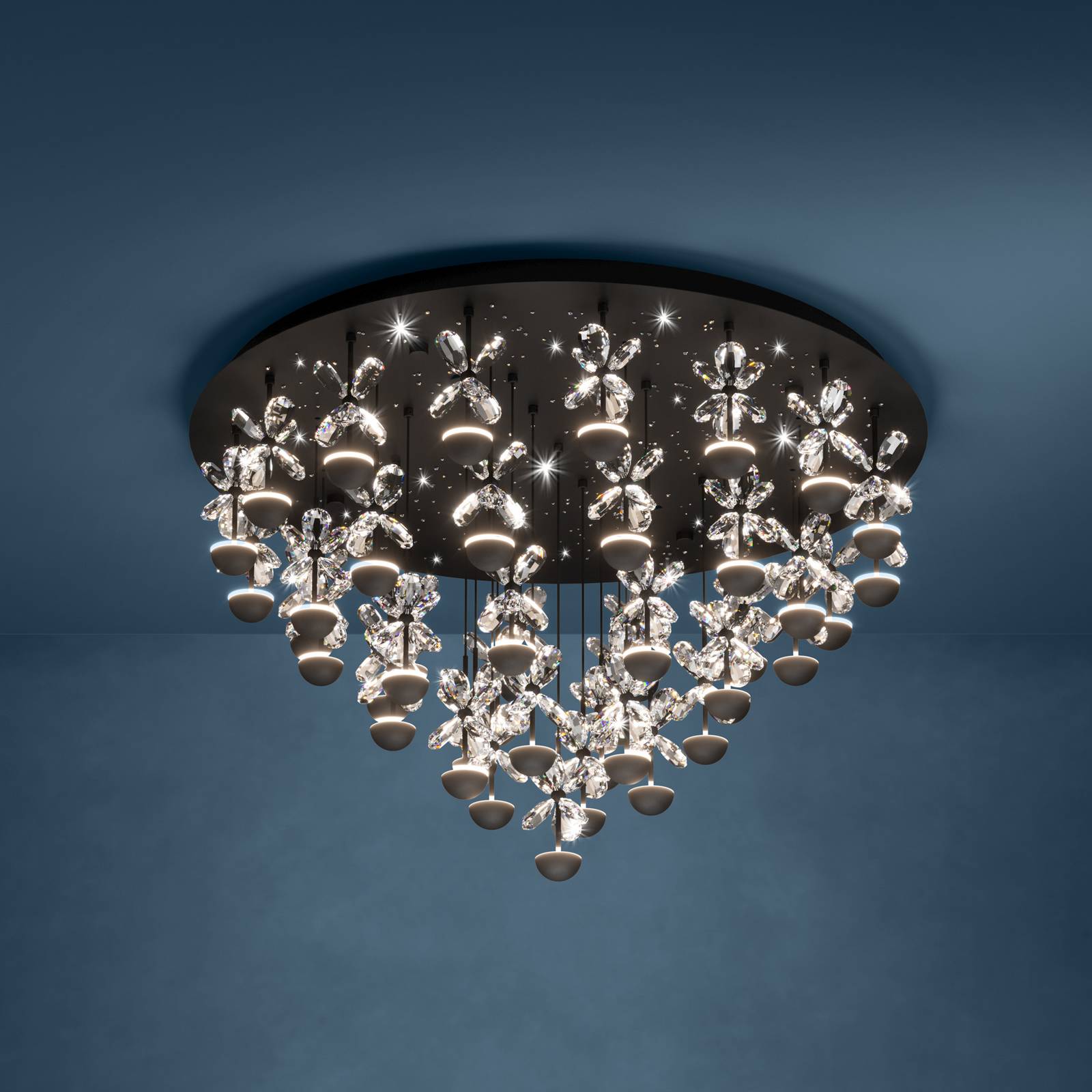 EGLO Stars Of Light Lampa sufitowa LED Pianopoli czarna Ø 78 cm