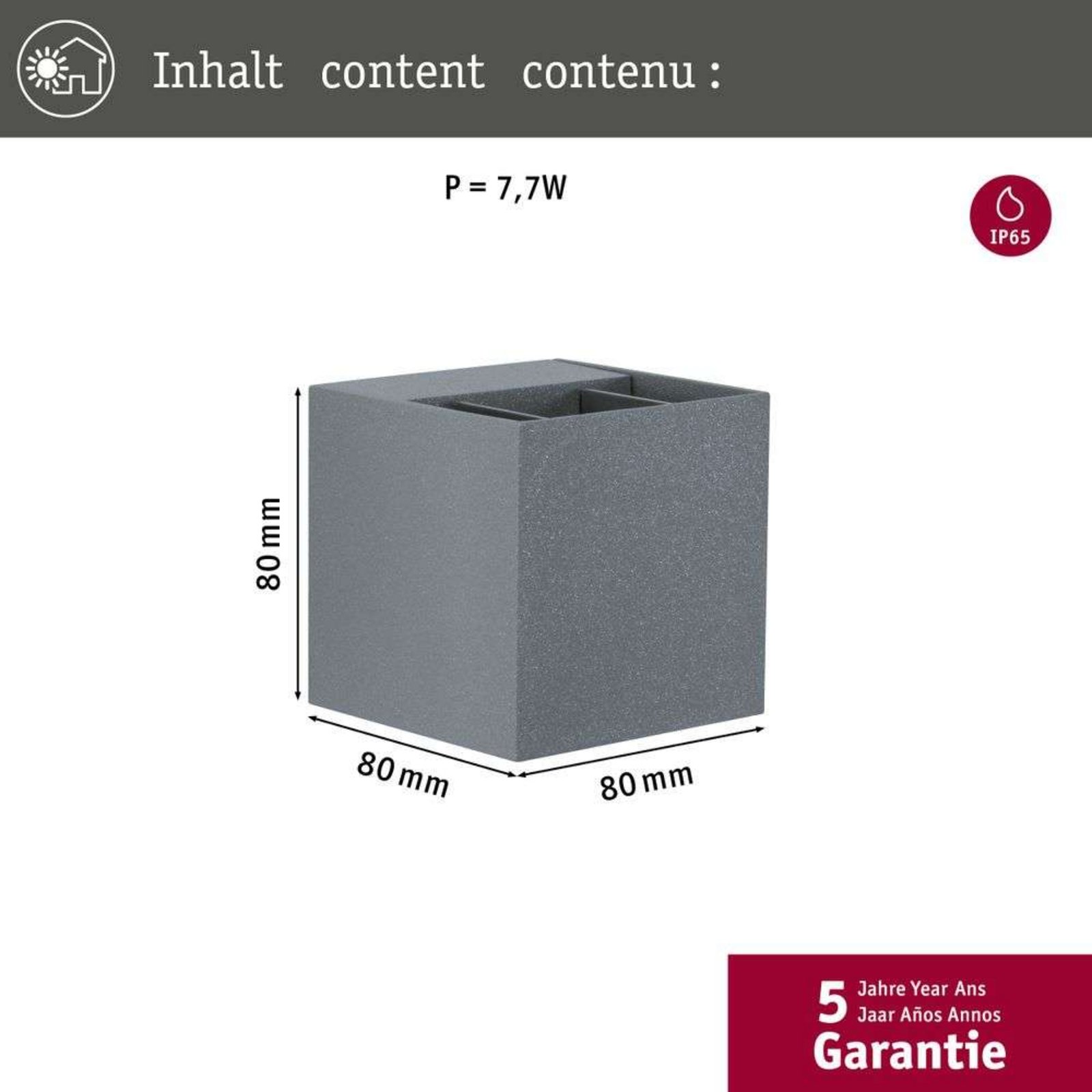 Cybo Aplica de Exterior 8x8 Gri - Paulmann