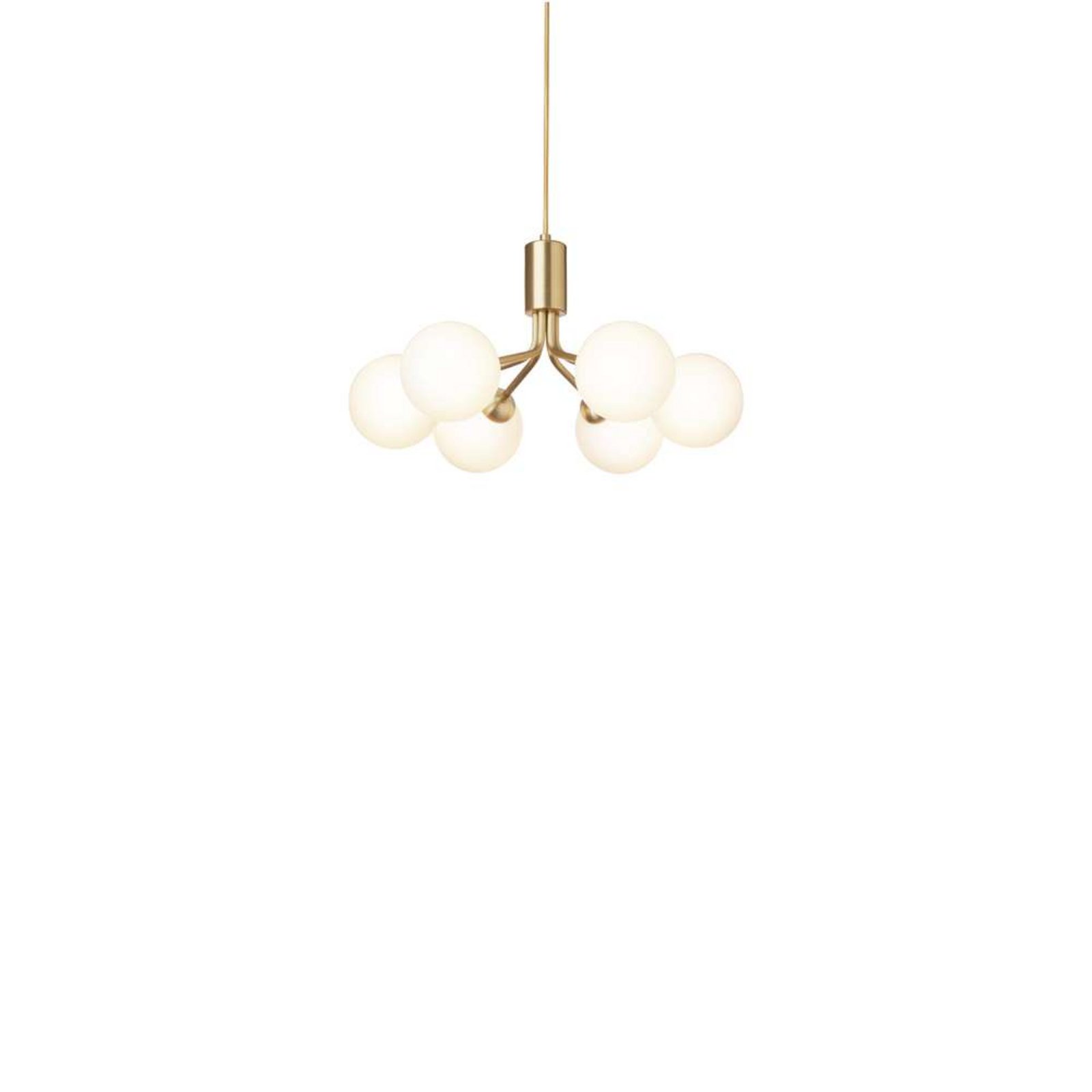 Nuura Pendelleuchte Apiales 6, Ø 50 cm, messingfarben/opal