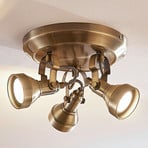 Lindby Perseas ceiling lamp, Ø 22cm, 3-bulb, antique brass, GU10