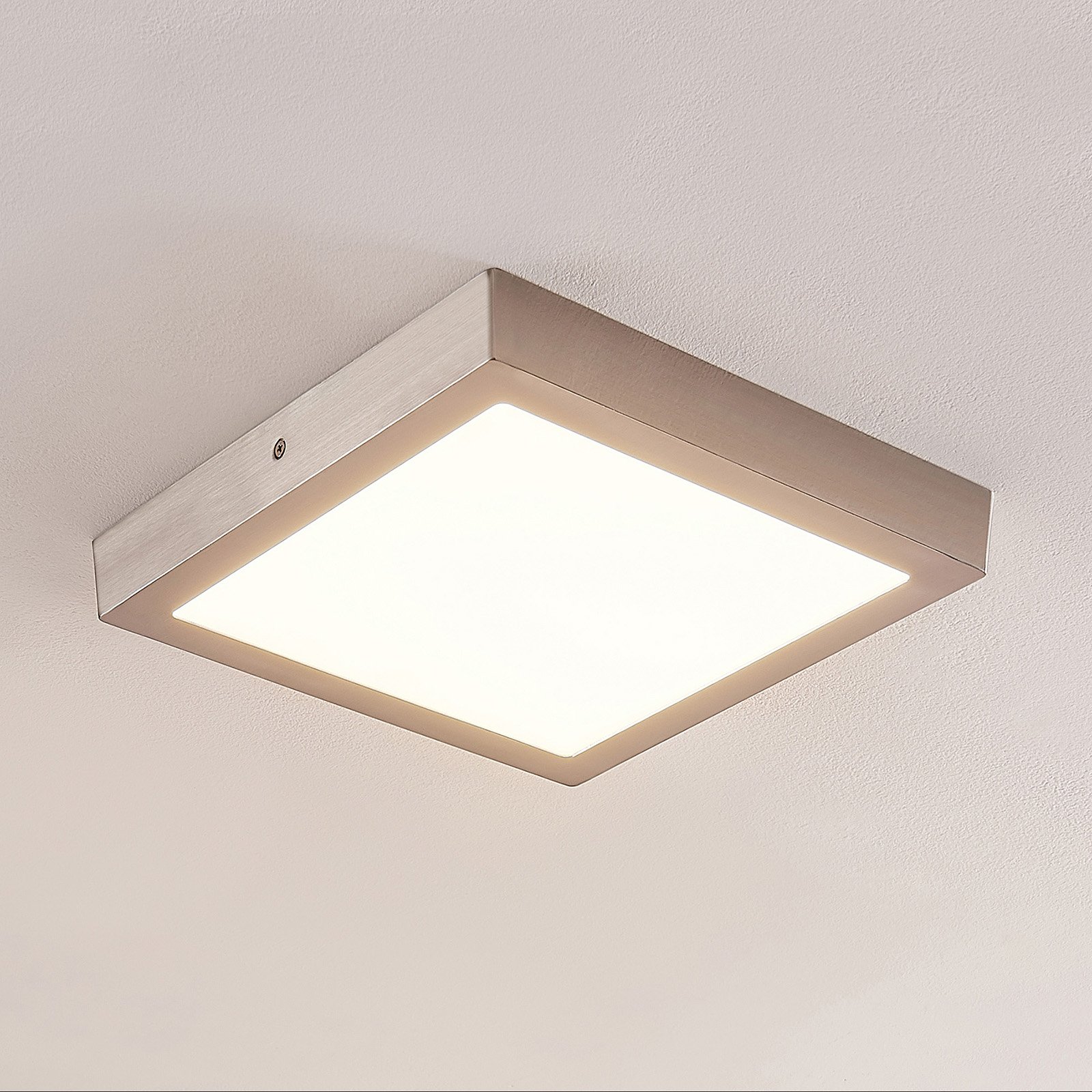 ELC Merina LED ceiling lamp nickel, 30x30 cm, for Living / Dining Room, aluminium, 24 W, energy efficiency: A+, L: 30 cm, W: 30 cm, H: 3.8 cm
