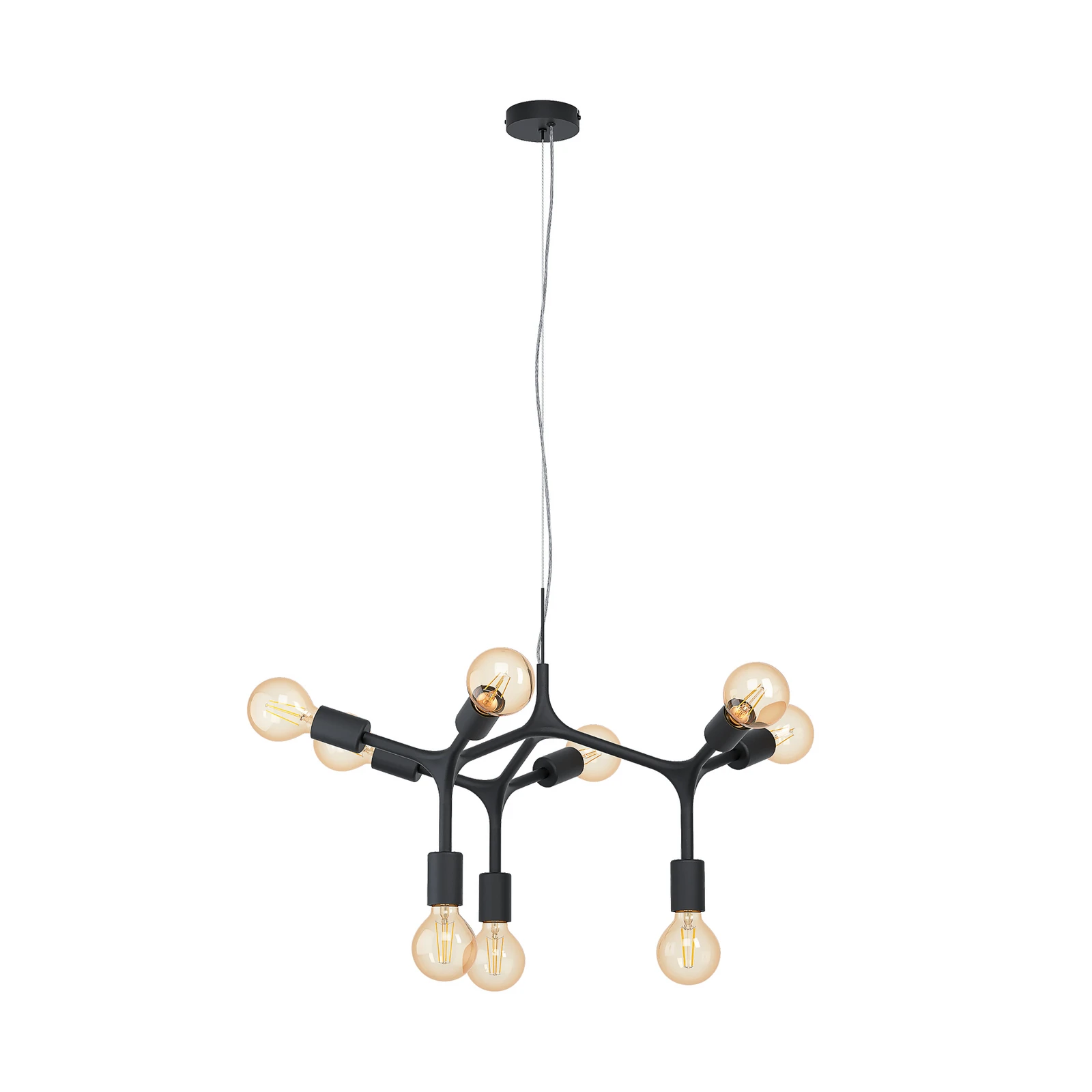Suspension Bocadella 1 en noir, à 9 lampes