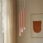 Sopel 3 pendant light, brick red, round, 3-bulb, steel, G9