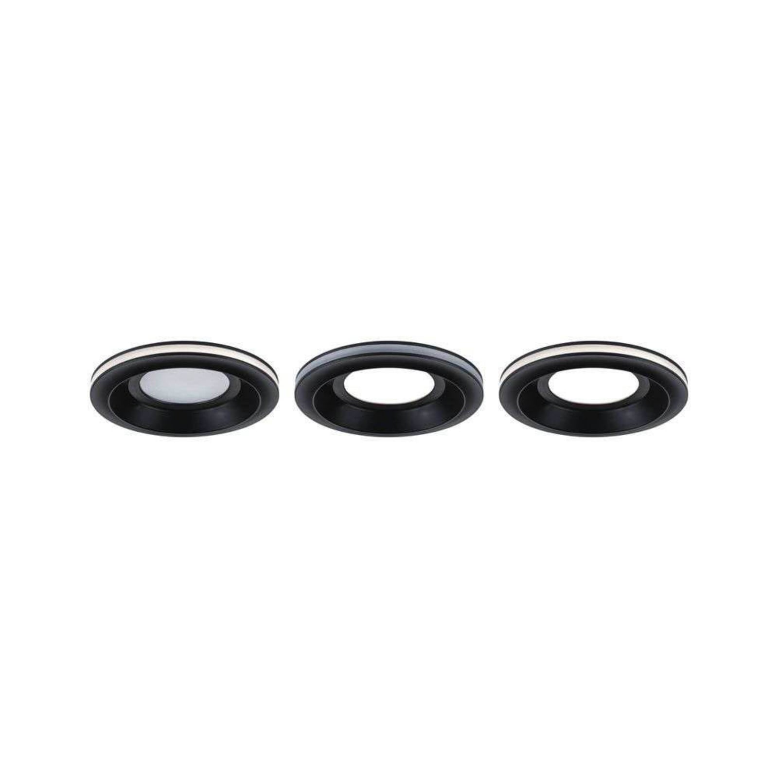 Paulmann LED inbouwlamp Sormus zwart, Ø 10 cm, IP65, set van 3