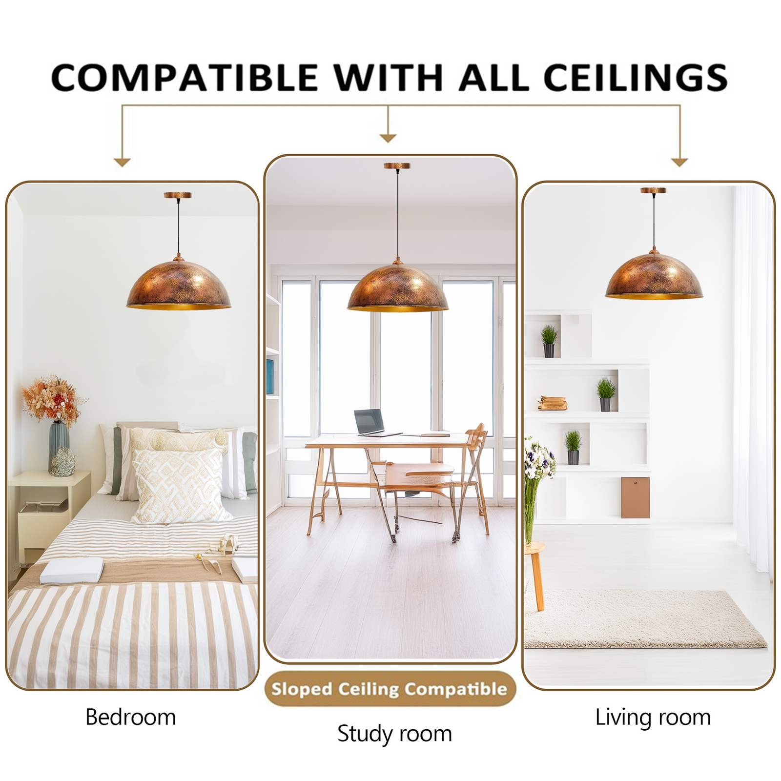 Suspension Casimir, cuivre bruni, Ø 50 cm, métal, E27