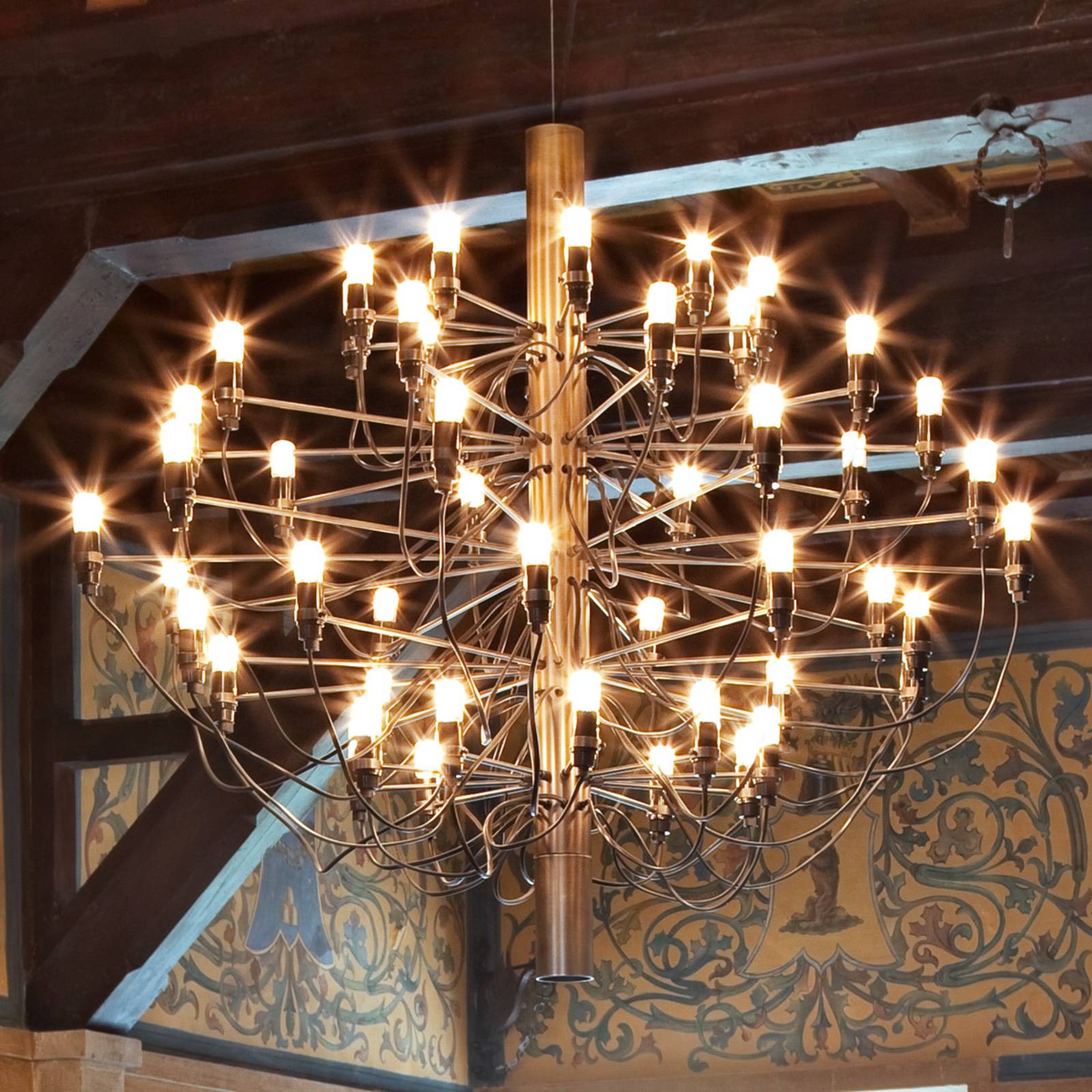 Żyrandol LED FLOS 2097/50, matowy, mosiężny