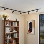 Lindby single-circuit track lighting system Linaro, GU10, black, 5-bulb.