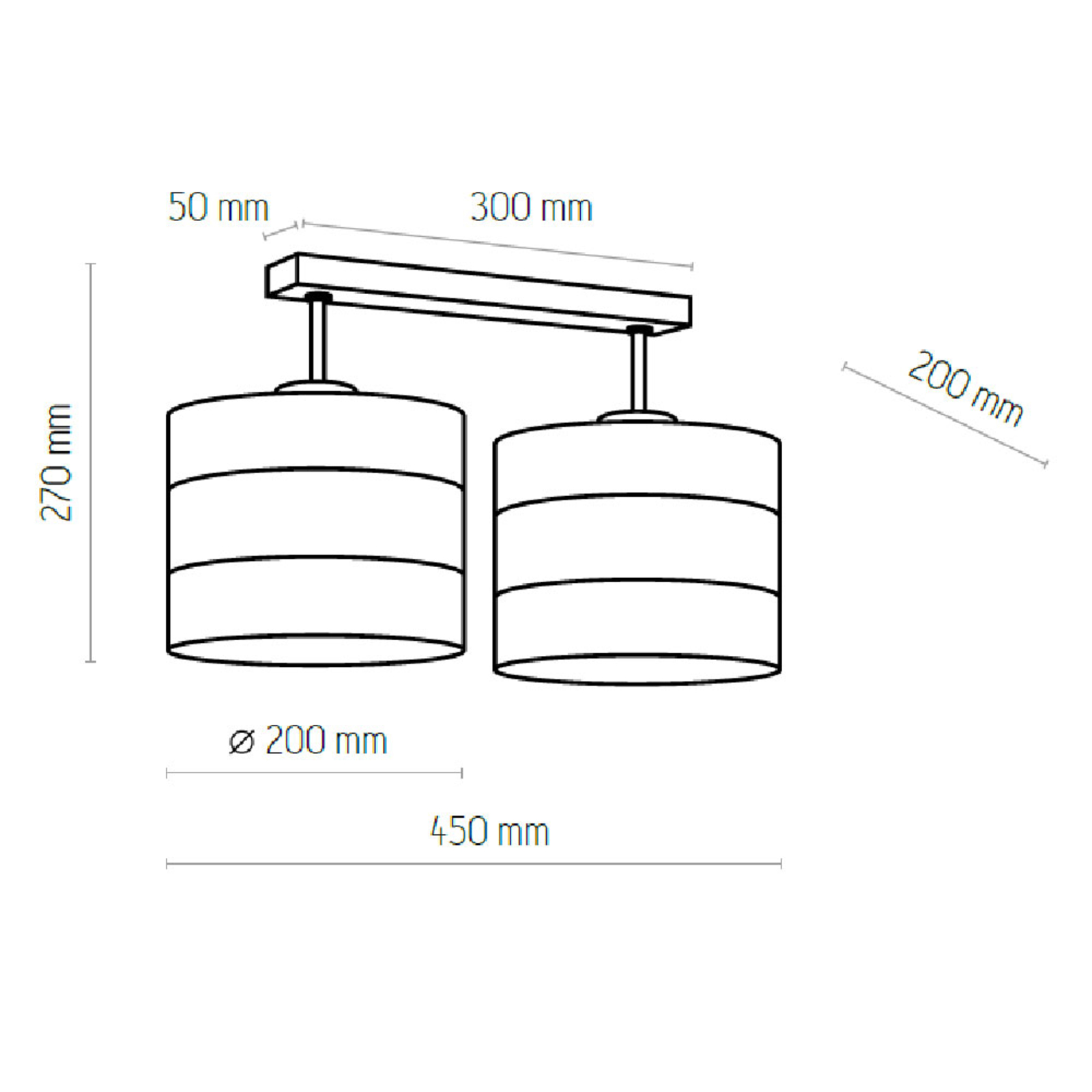 Tago ceiling light 2-bulb, white/gold