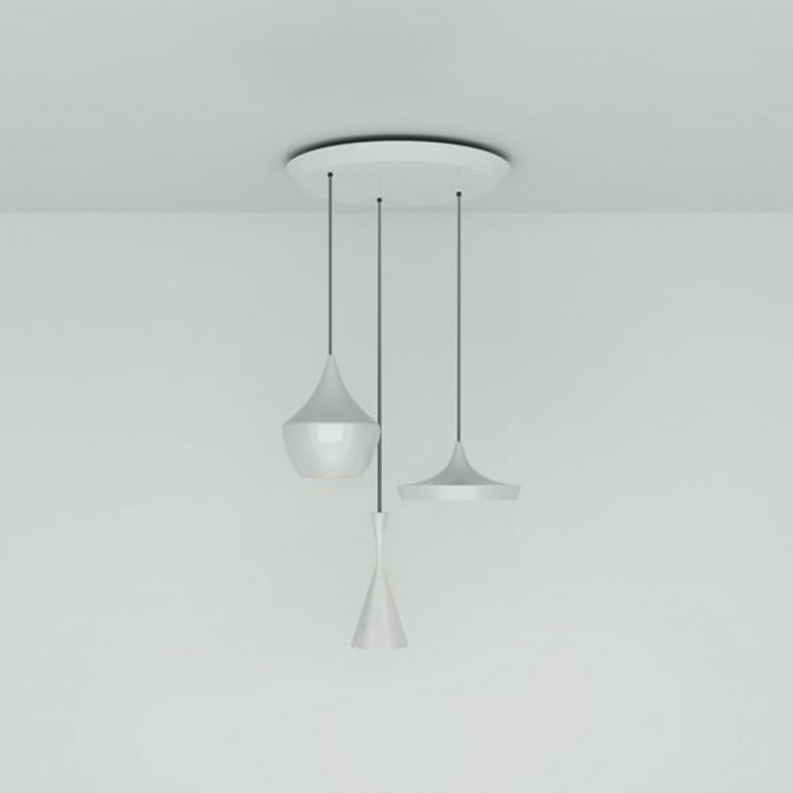 Tom Dixon Beat Trio Round pendul 3 becuri alb