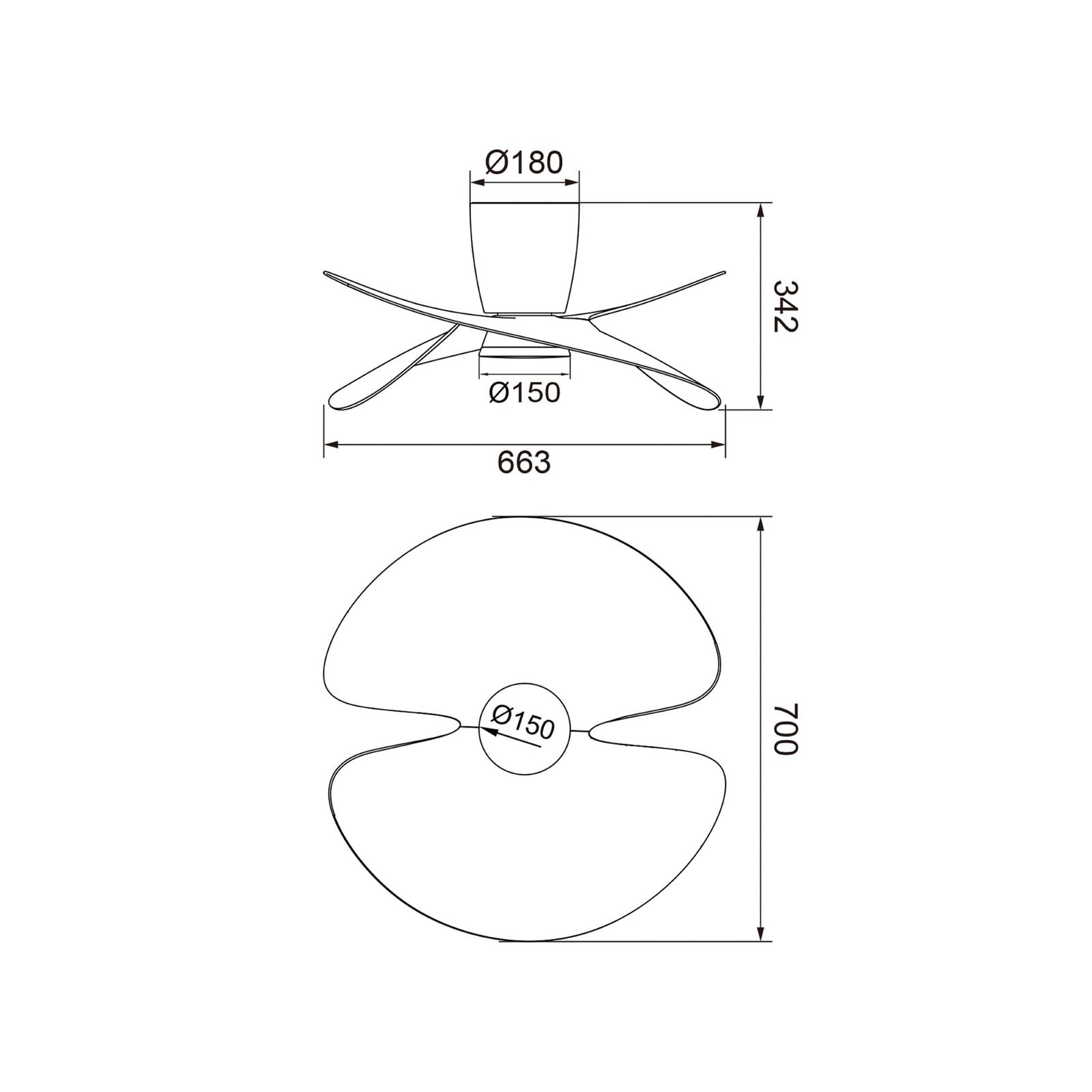 LED plafondventilator Ona wit DC stil CCT 70 cm - Mantra