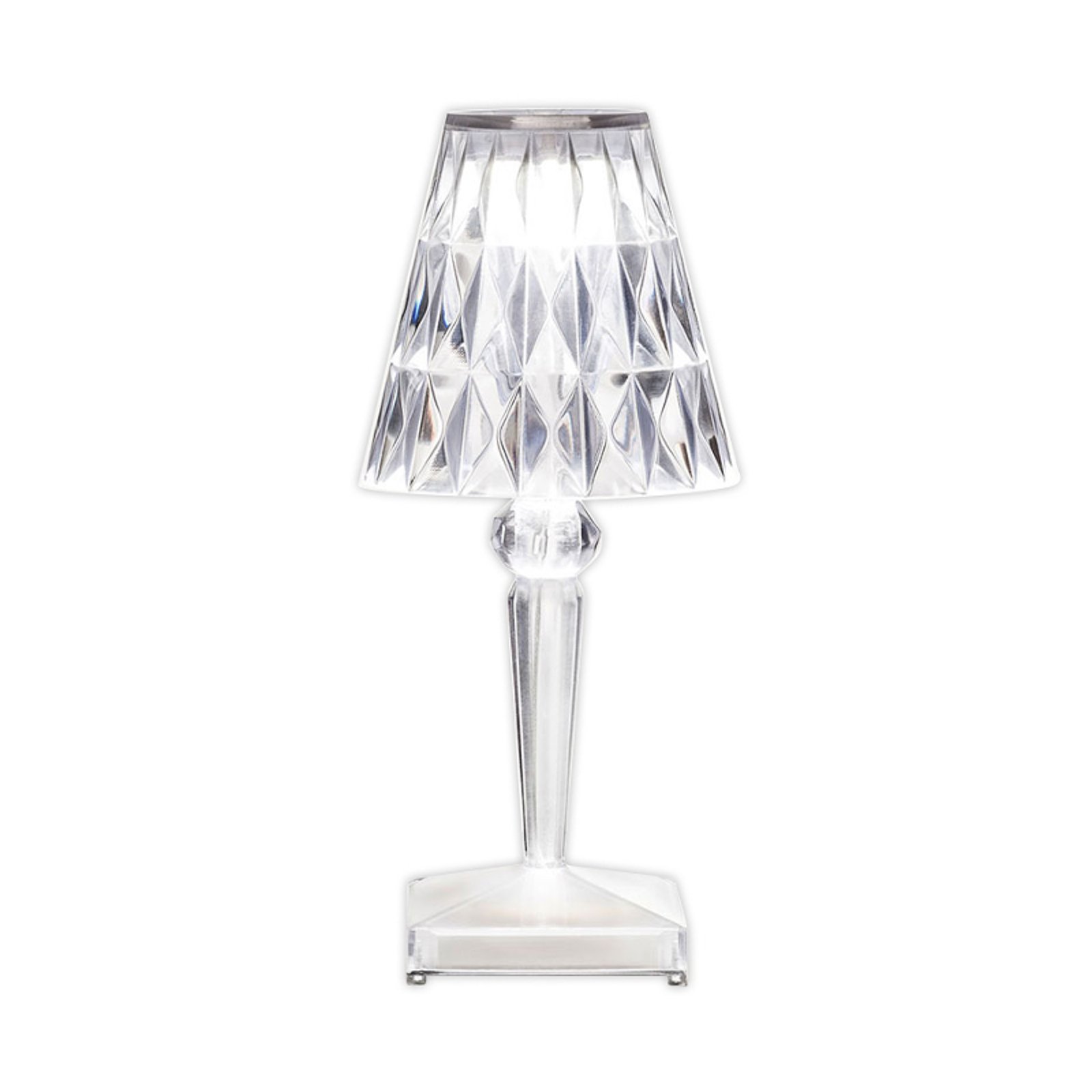 Kartell lámpara de mesa LED a pilas, transparente, IP54