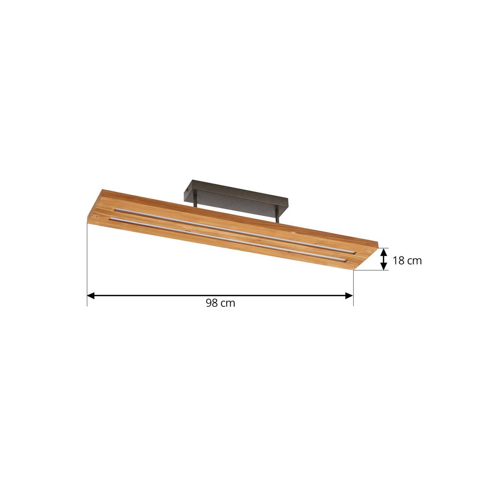 Lampa sufitowa LED Lindby Nesaja, czarny, drewno, 98cm, ściemniany