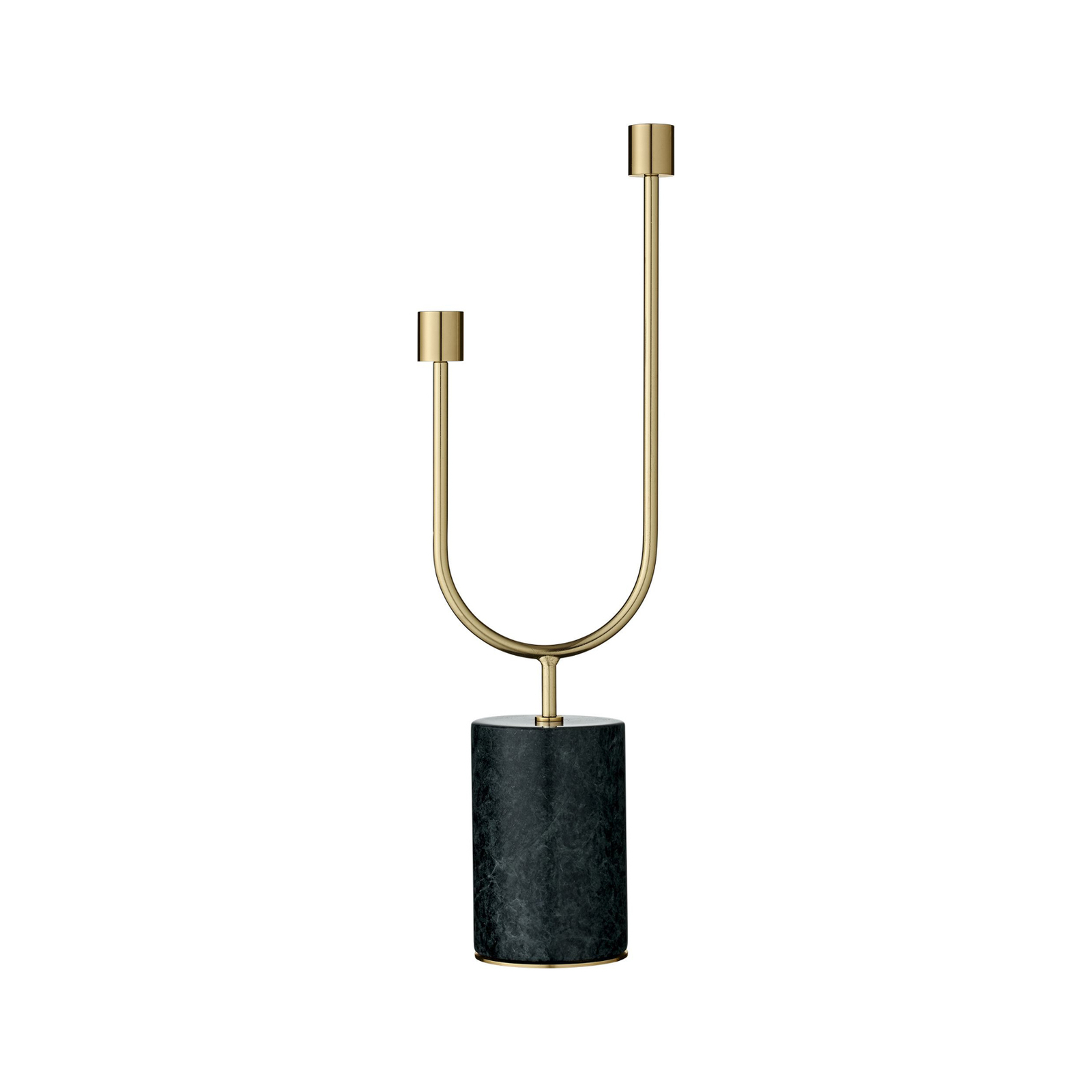 AYTM Grasil candle holder, gold / green, width 13 cm, marble