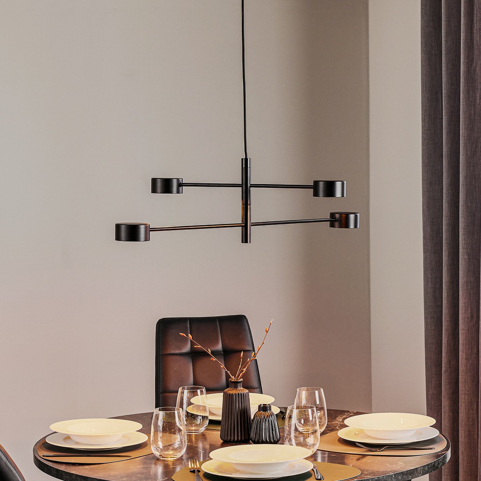 Nordlux Lampă suspendată LED Clyde 4 becuri 2 planuri - Camera de zi / sufragerie - modern - negru - Metal