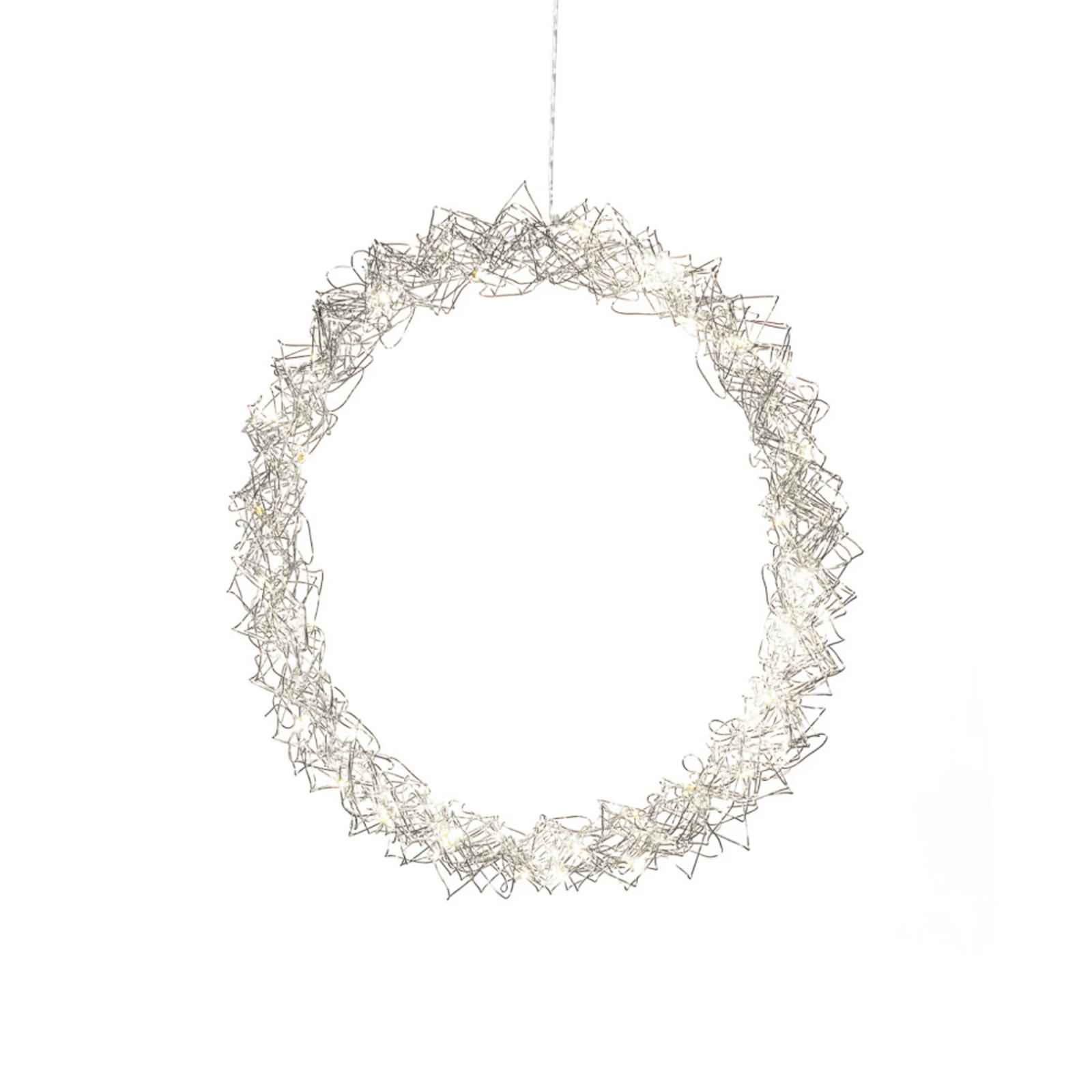LED-metallring IP20 sølv Ø45cm med wirefletter
