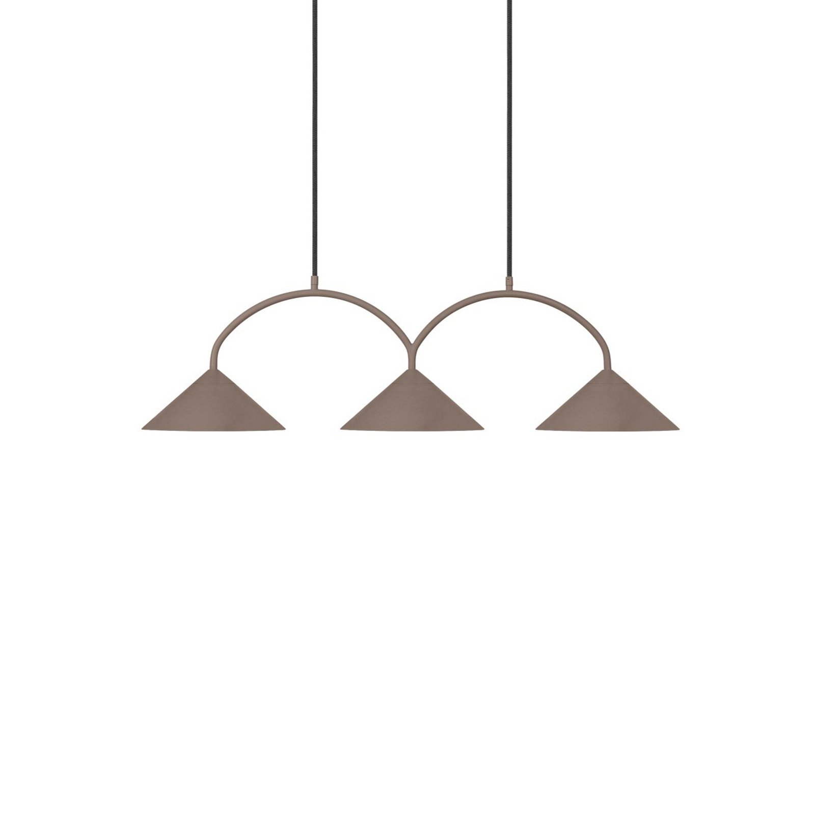 CURVE Hängelampe, Länge 95 cm, braun, 3-flg. - Globen Lighting