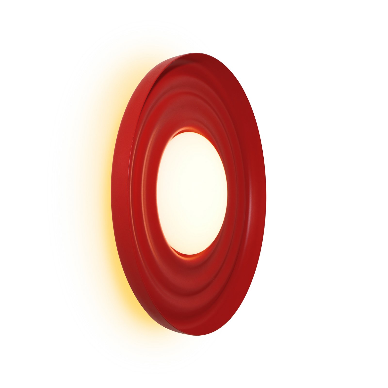 Lindby LED-Wandleuchte Waves, Metall, rot, rund