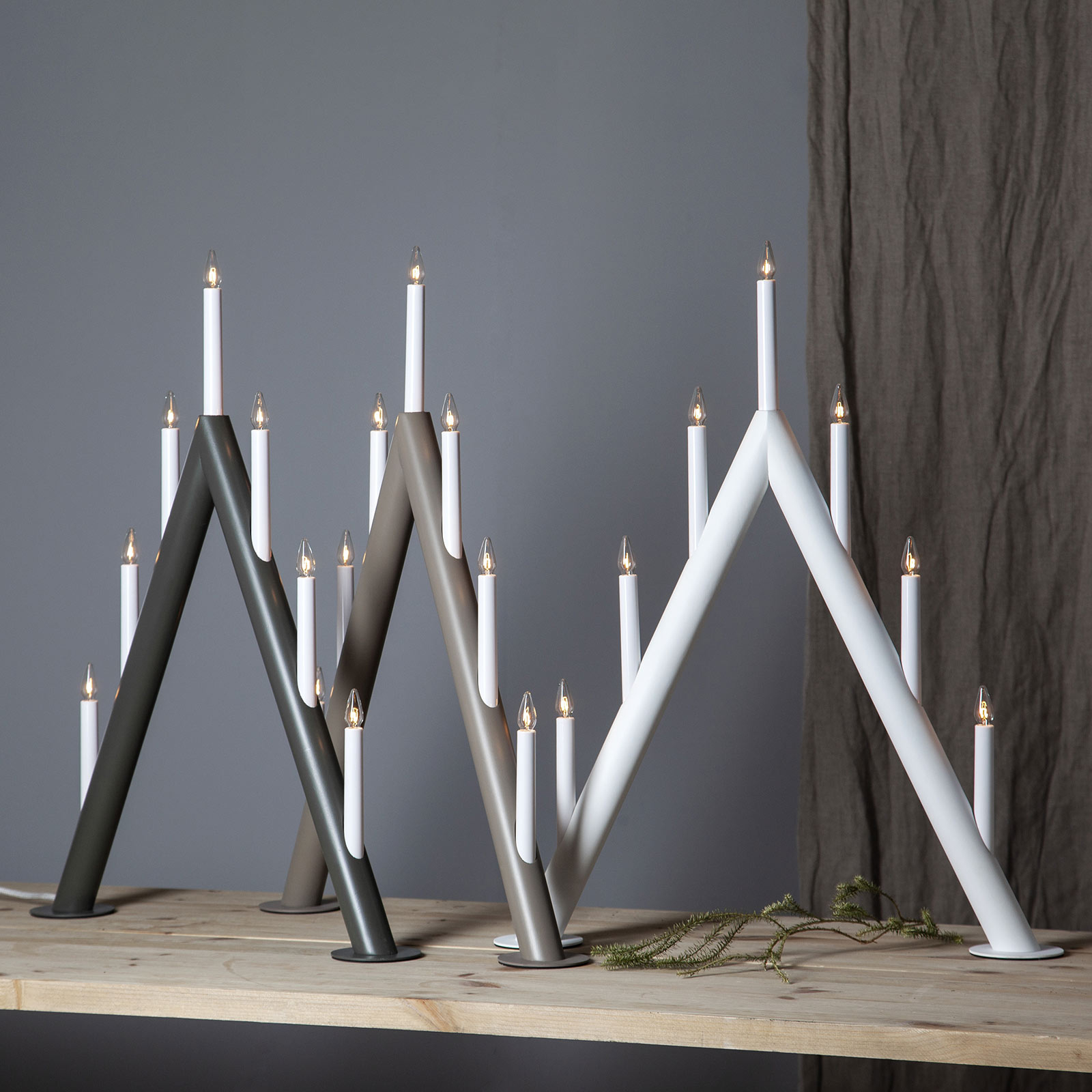 Circum candelabra, pointed, 7-flame, grey-brown