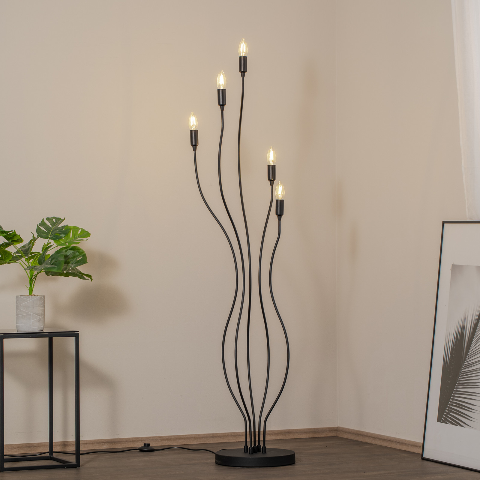 Opviq Lampadar Bonibon 13231 negru metal înălțime 155 cm 5 becuri - Camera de zi / sufragerie - Modern