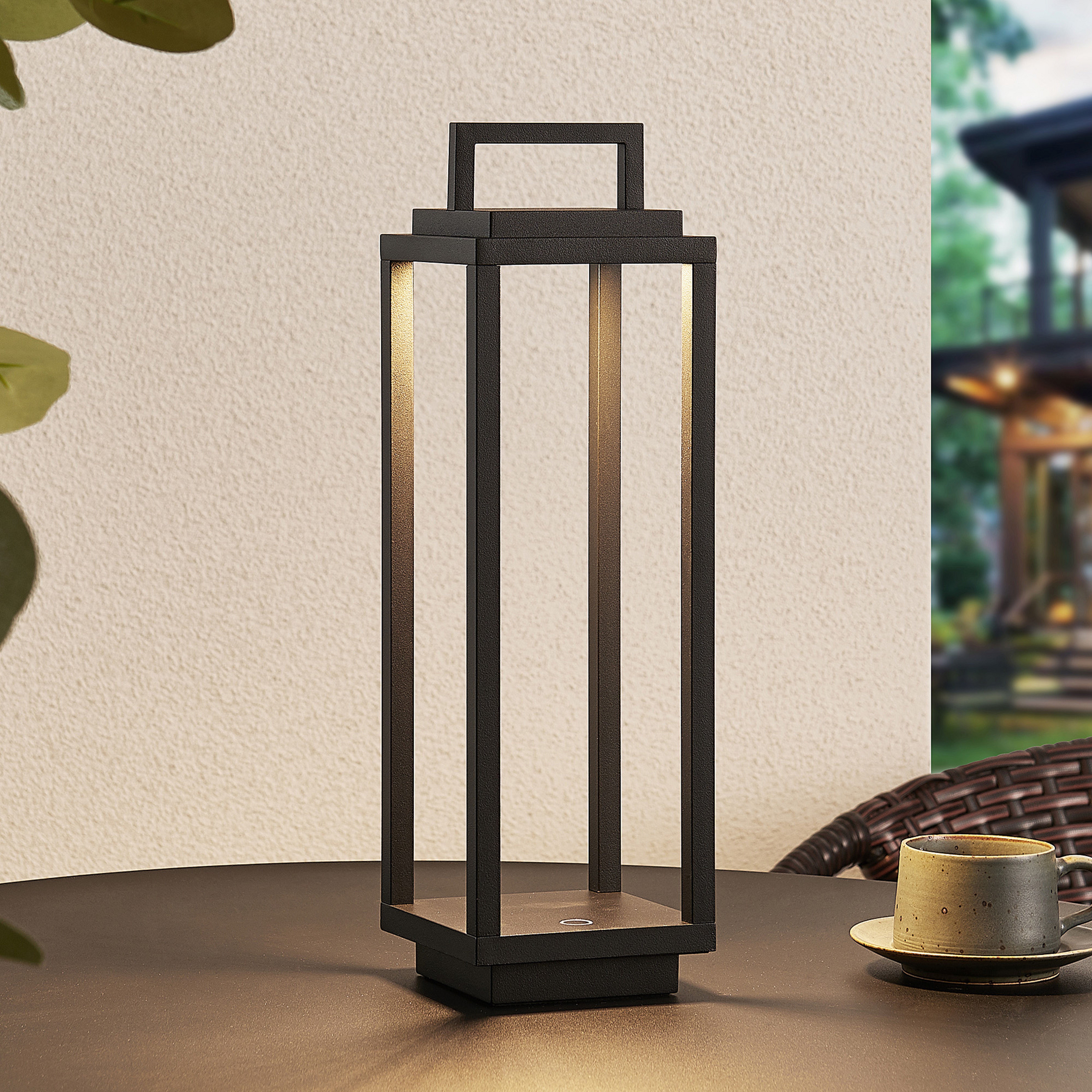 Lucande luminaire d'extérieur LED Mirina, noir, batterie, variateur tactile