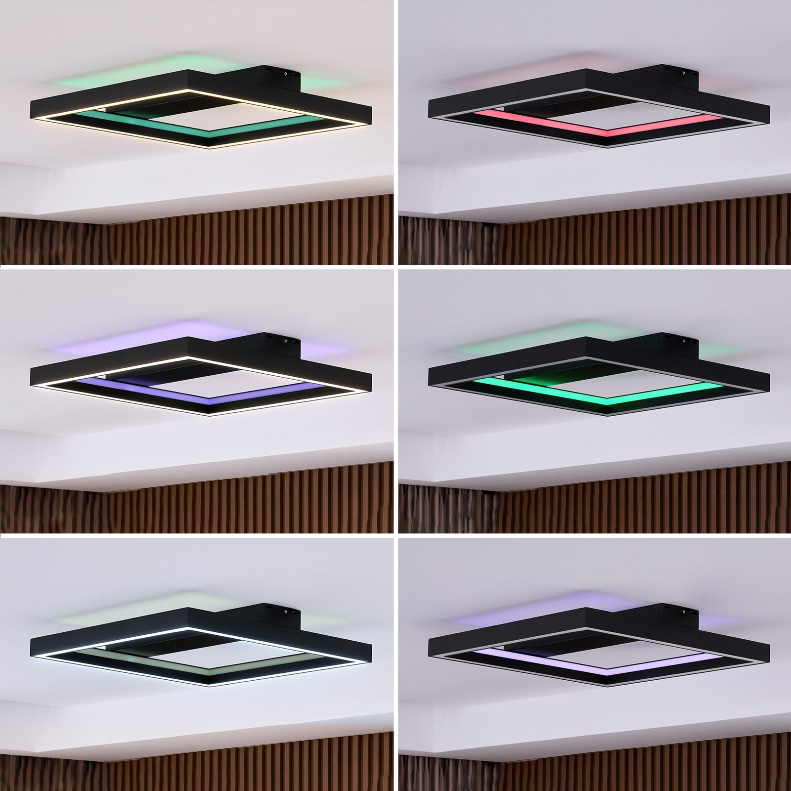Lucande Smart Plafonnier LED Tjado, 50 cm, noir, RGBW