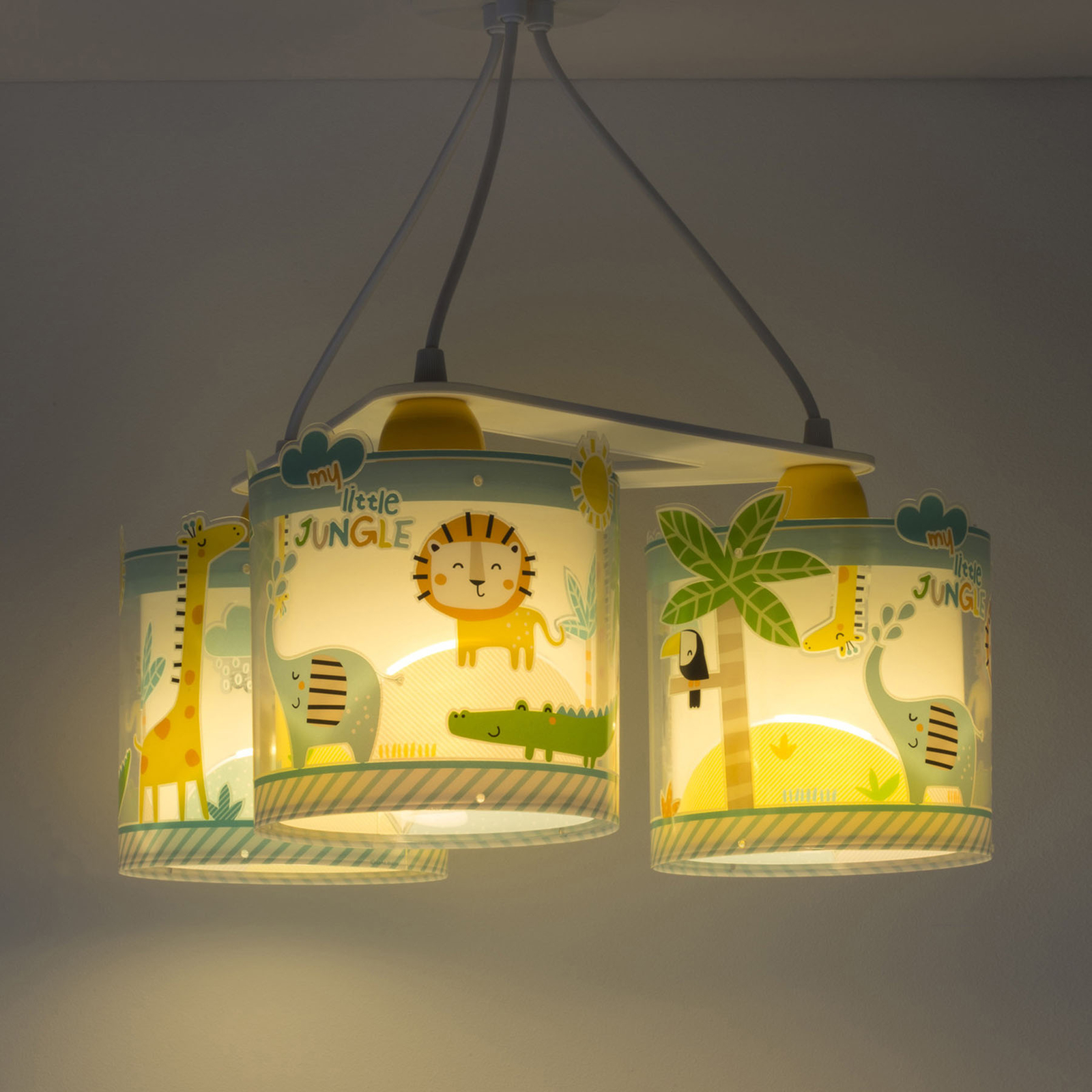 Lámpara colgante Little Jungle para niños, versión de 3 luces