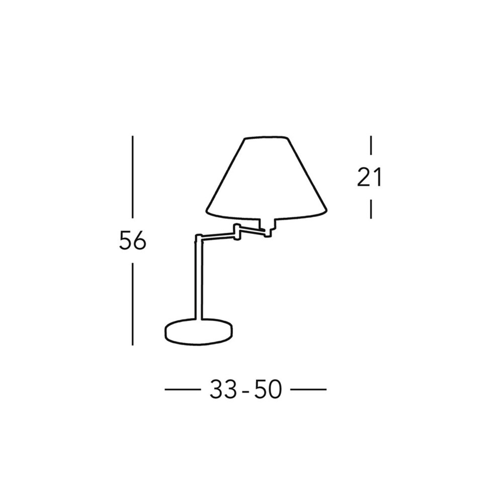 Hilton table lamp, pivotable, nickel