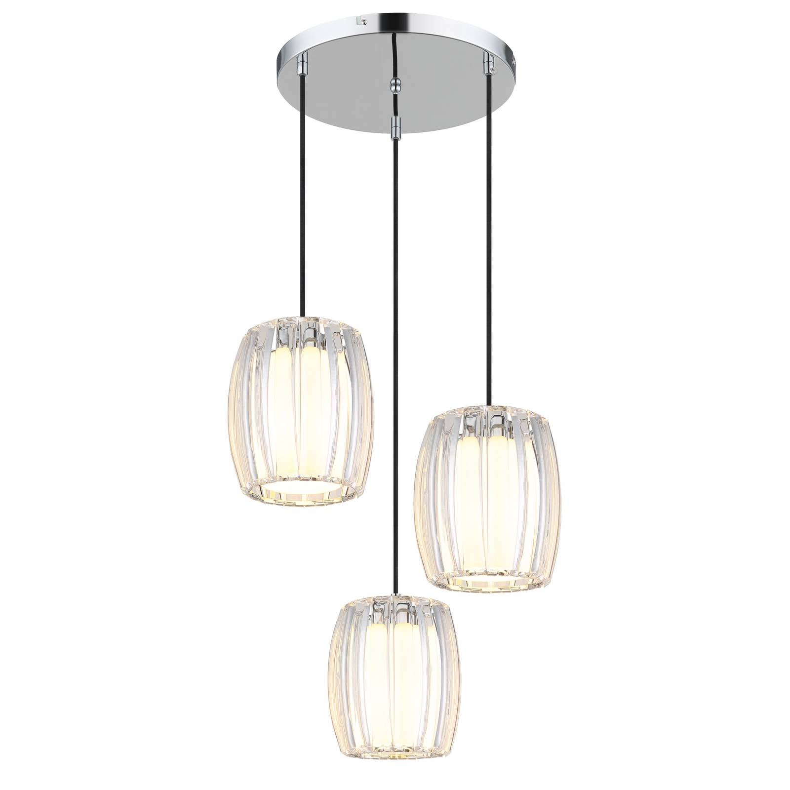 Hängeleuchte Maribel, Ø 40 cm chrom/klar, Kunststoff, 3-flg.