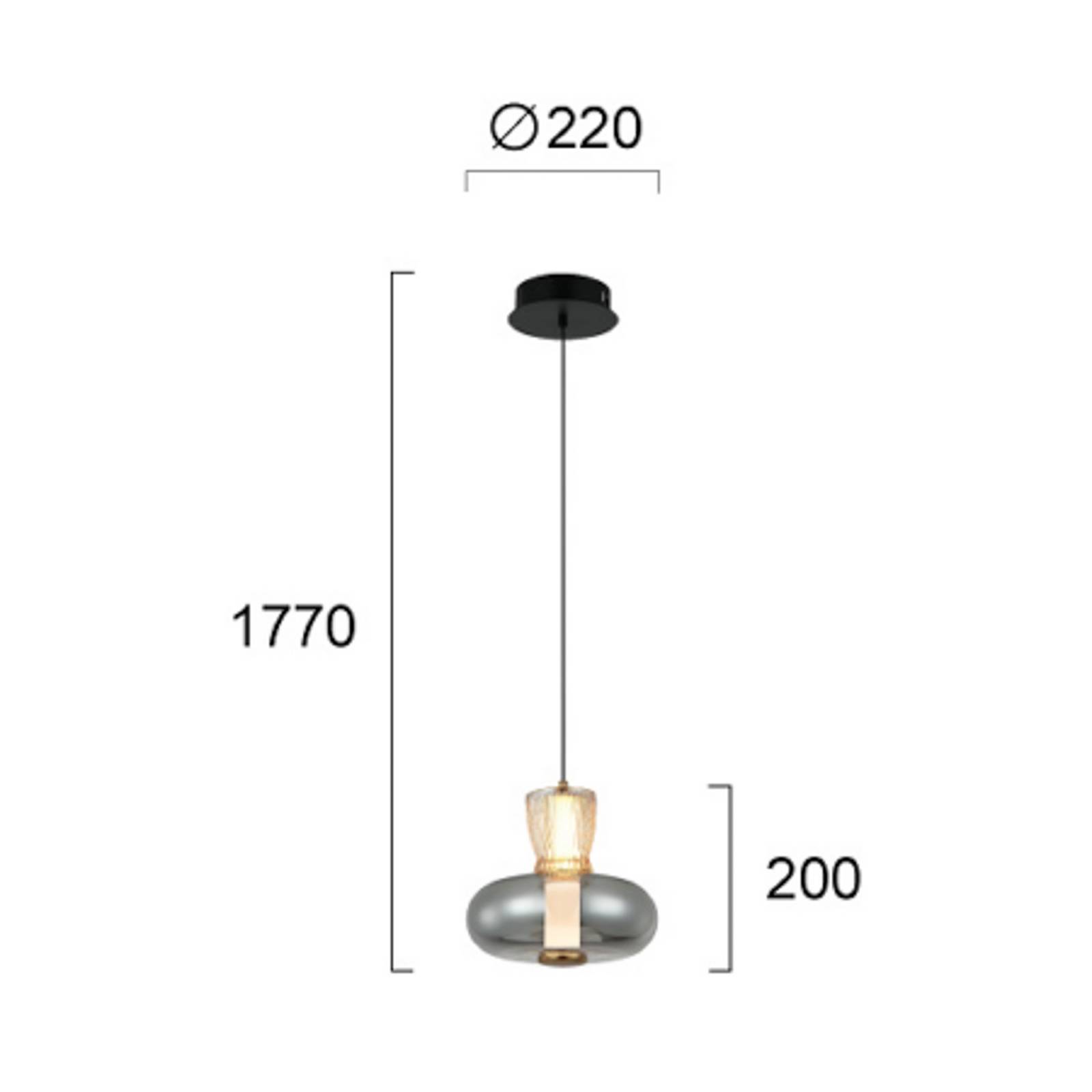 LED-Hängelampe Sire, Ø 22 cm, rauchgrau/bronze, Metall/Glas günstig online kaufen