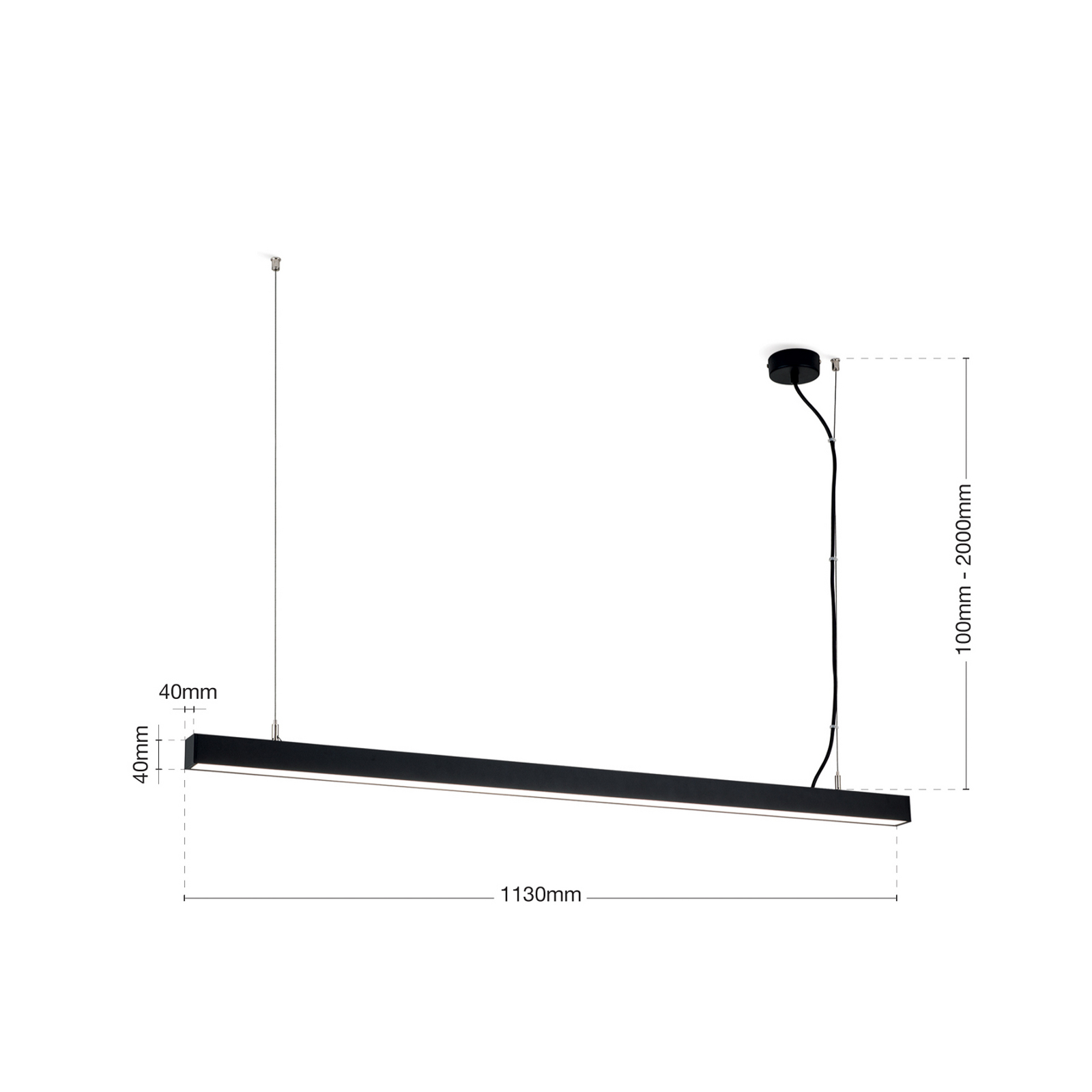 Lampa sufitowa LED Bounce, czarna, długość 113 cm, CCT, aluminium