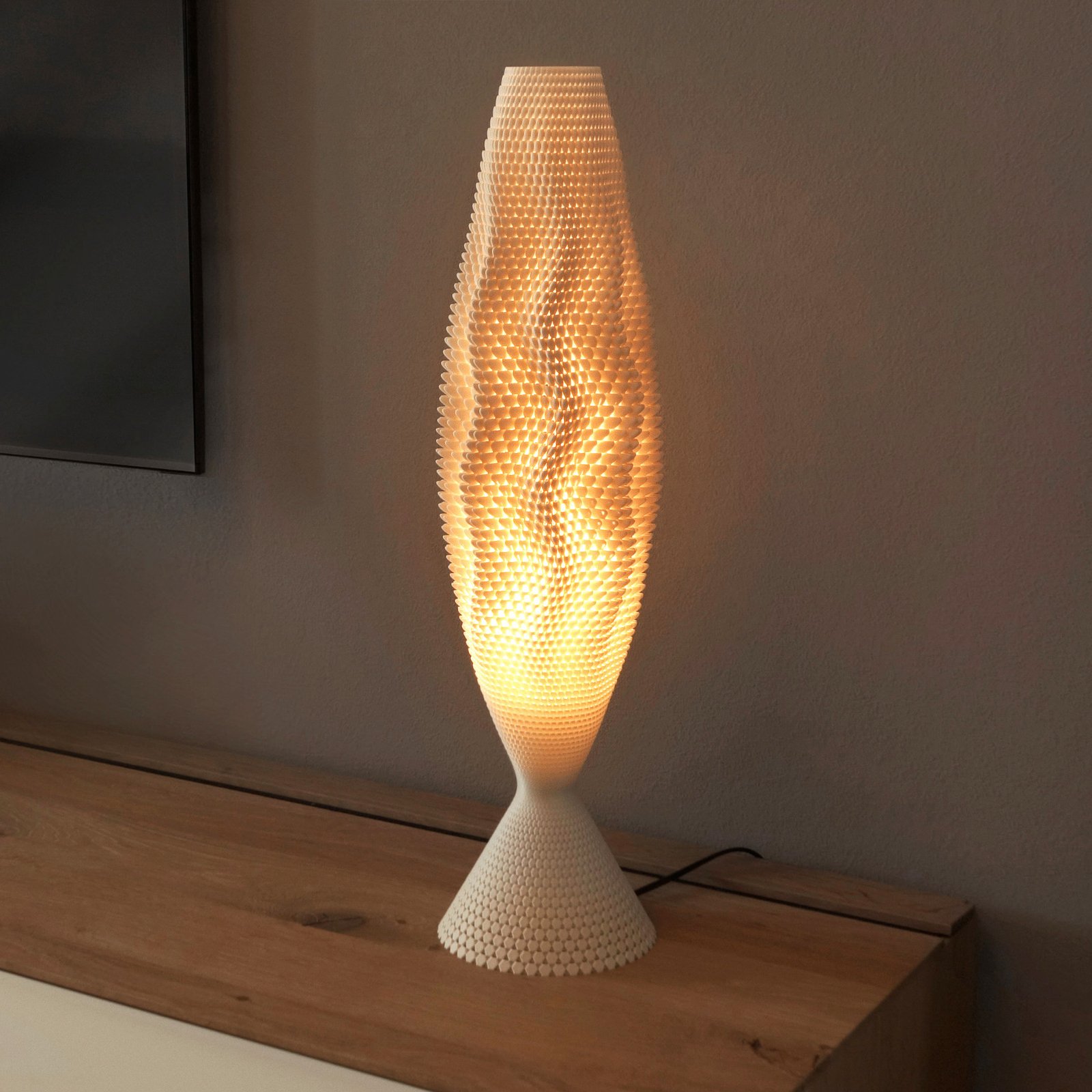 Koral table lamp, organic material, linen, 65 cm