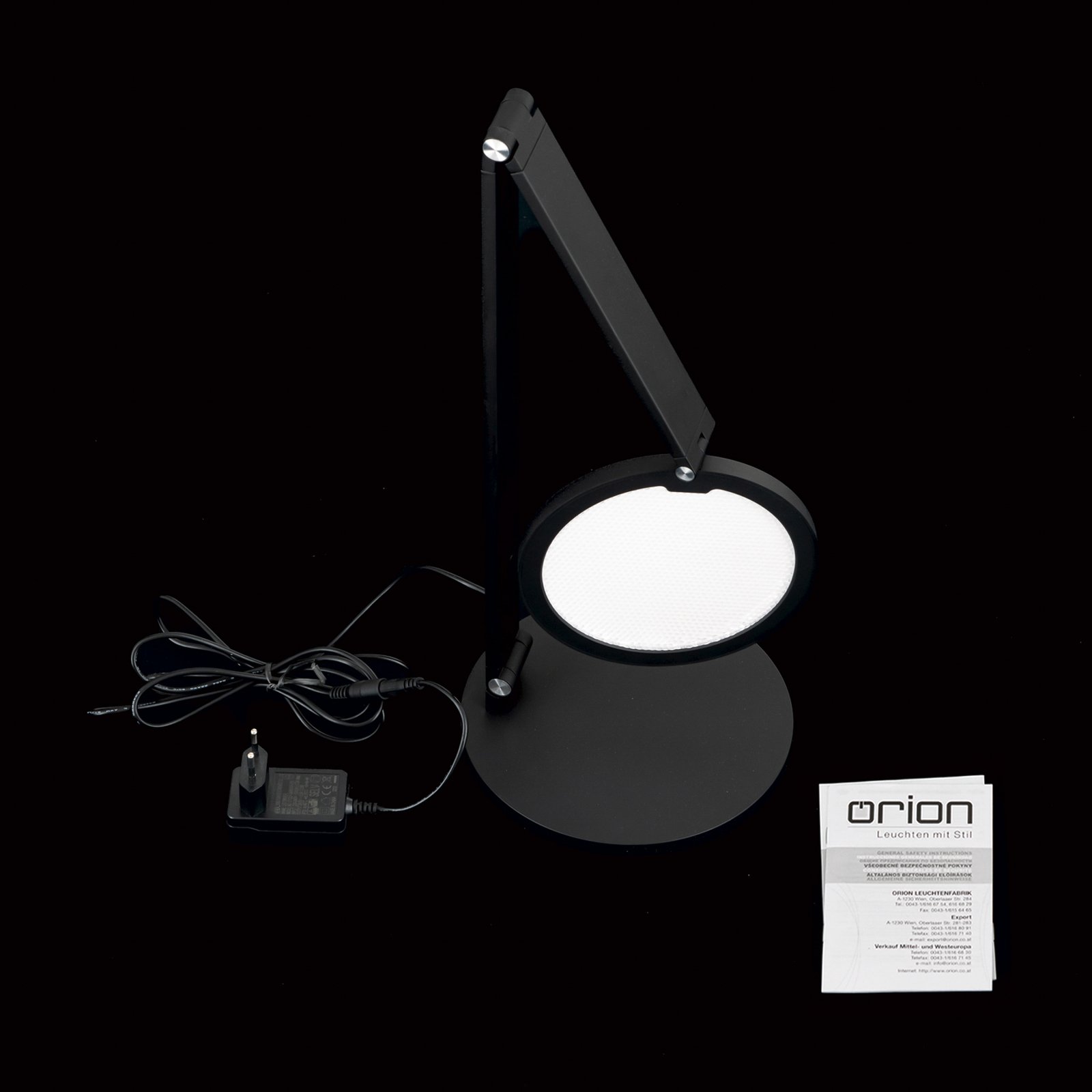 Lampe de table LED Fati, noir, hauteur 60 cm, aluminium, variateur